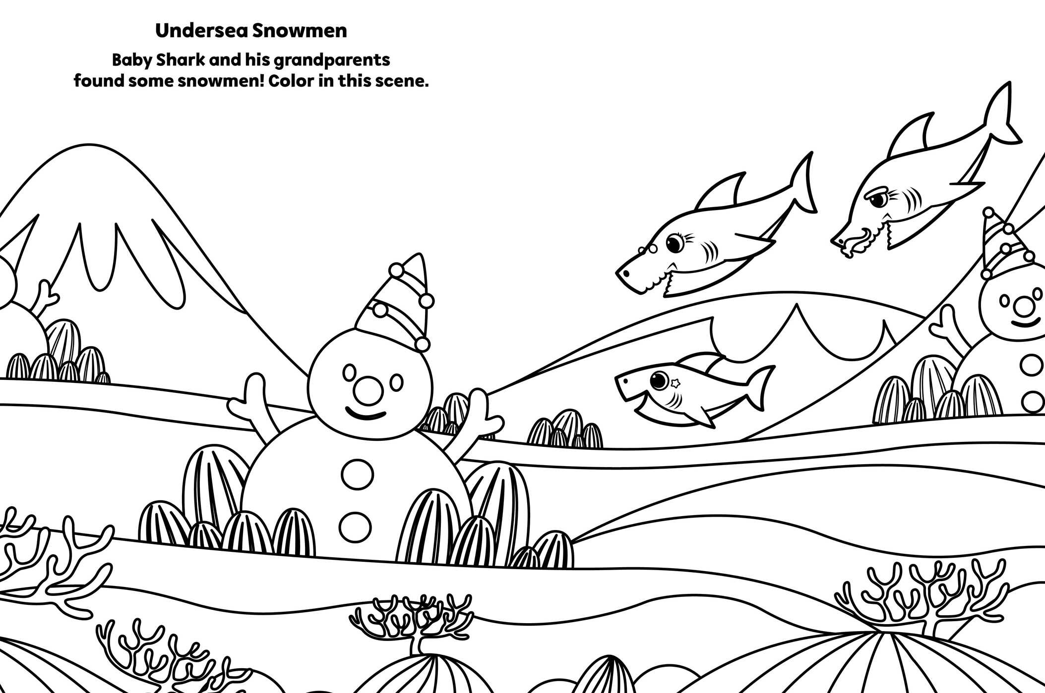 Baby Shark Christmas Coloring Page