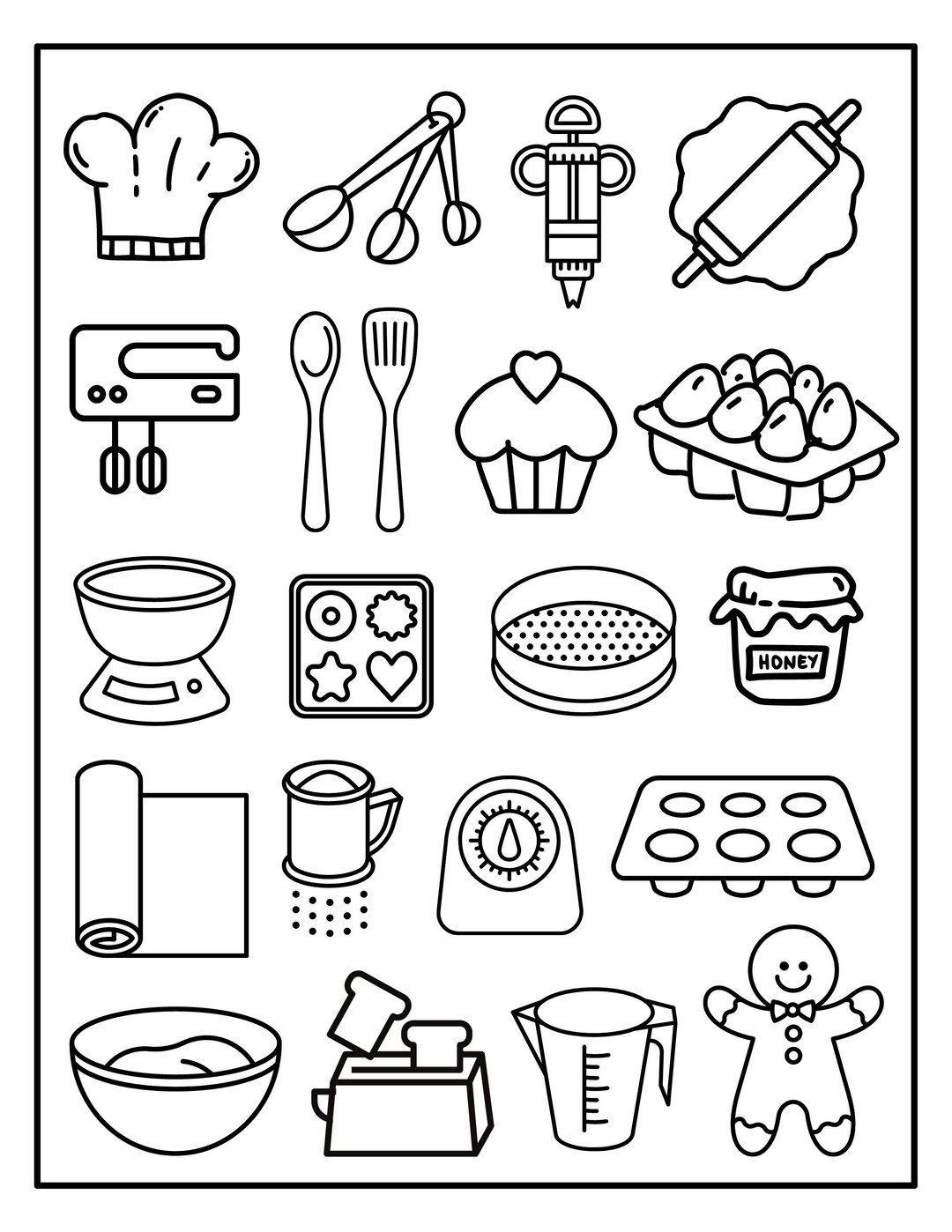 Baking Coloring Page For Kids Bakery Coloring Book Printable Etsy