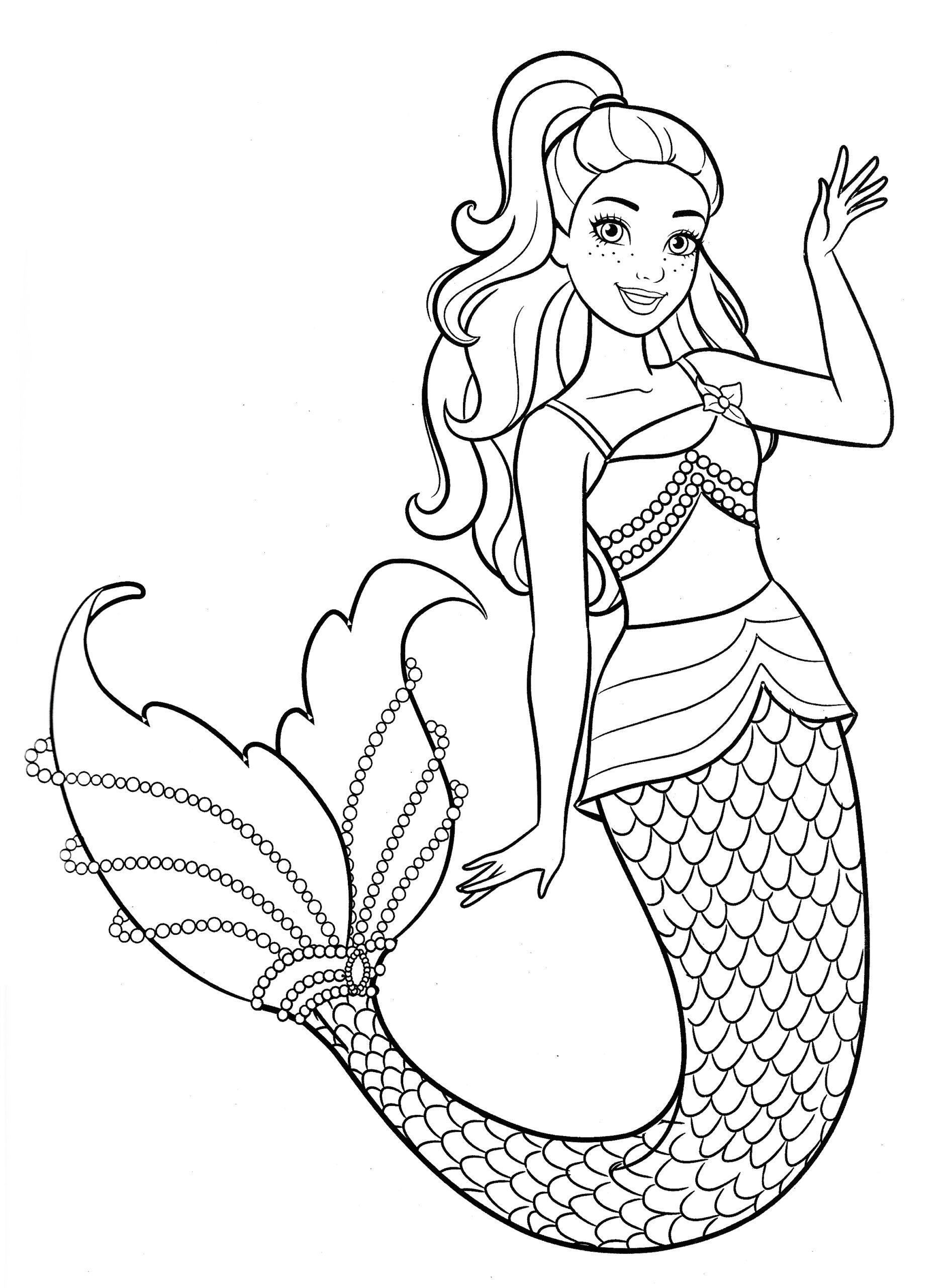 Barbie Mermaid Coloring Pages Sketch Coloring Page