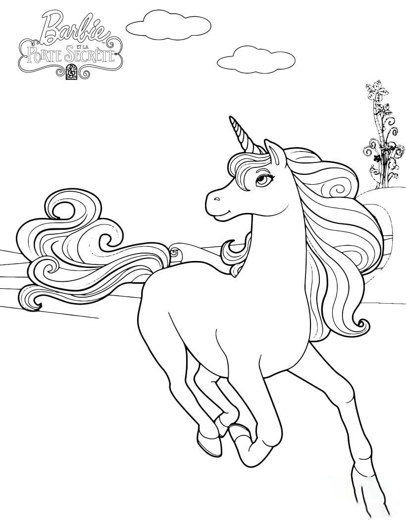 Barbie Unicorn Coloring Page Free Printable Coloring Pages