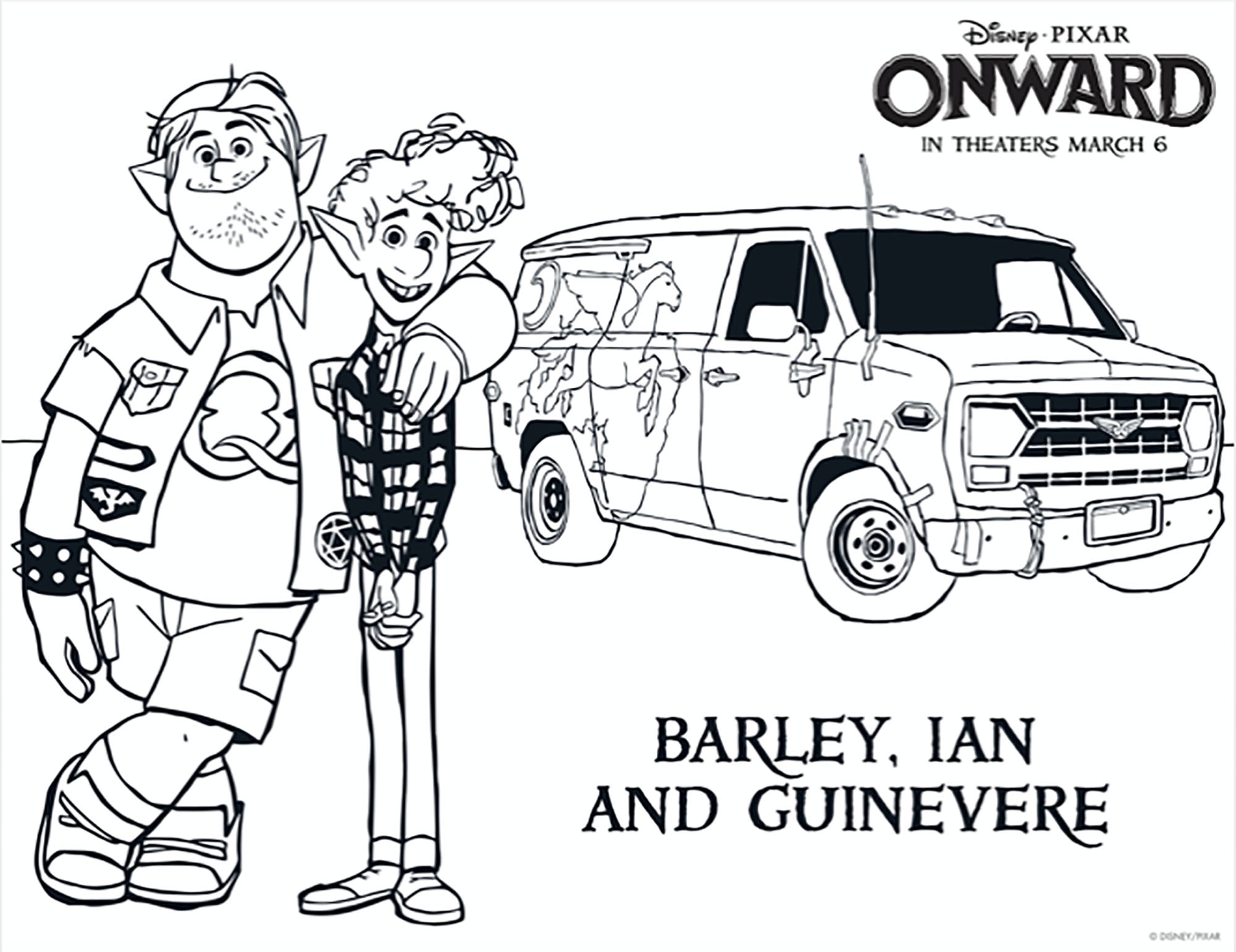 Barley Ian And Guinevere Onward Coloring Pages For Kids