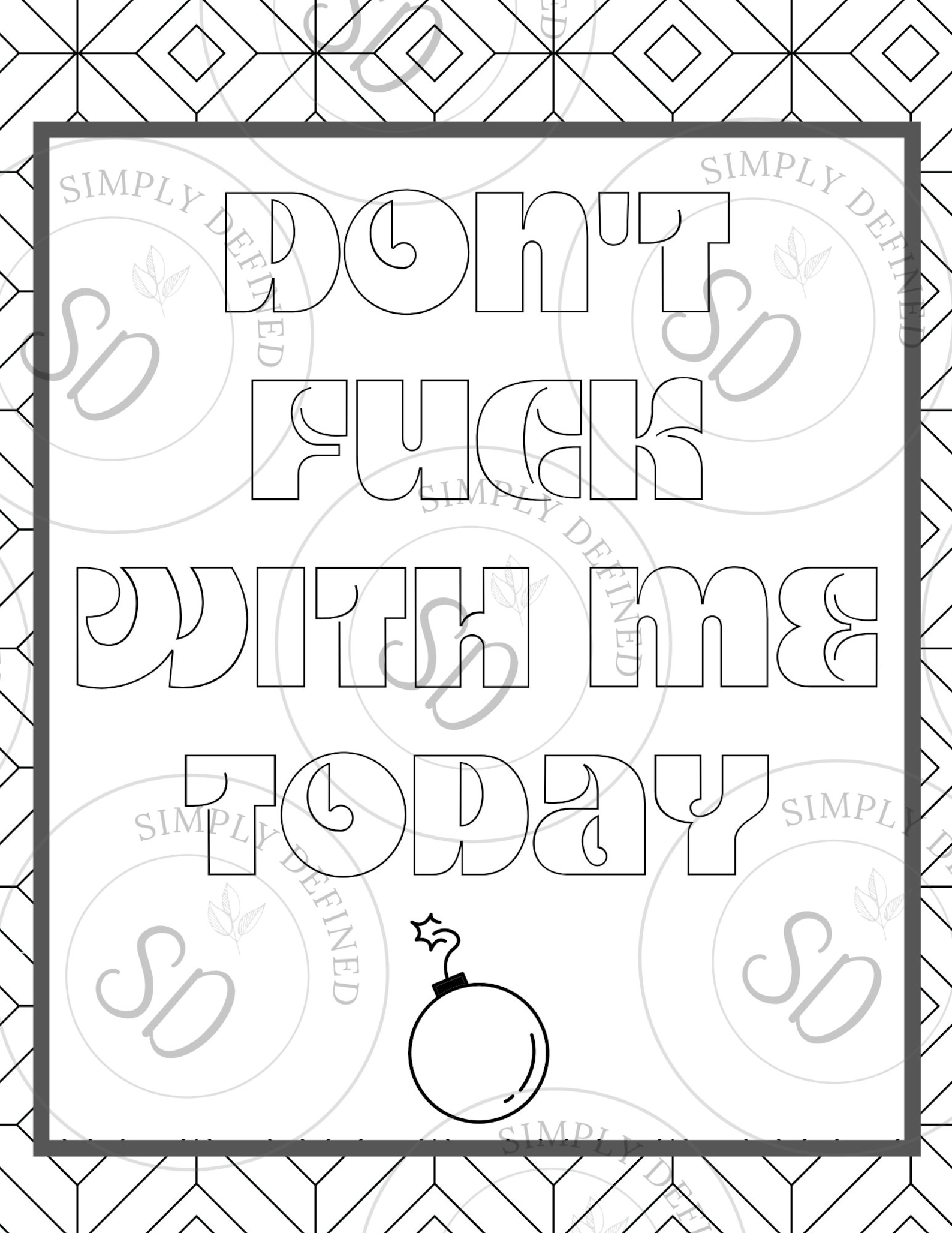 Be A Badass Adult Coloring Pages Printable Downloads Etsy UK