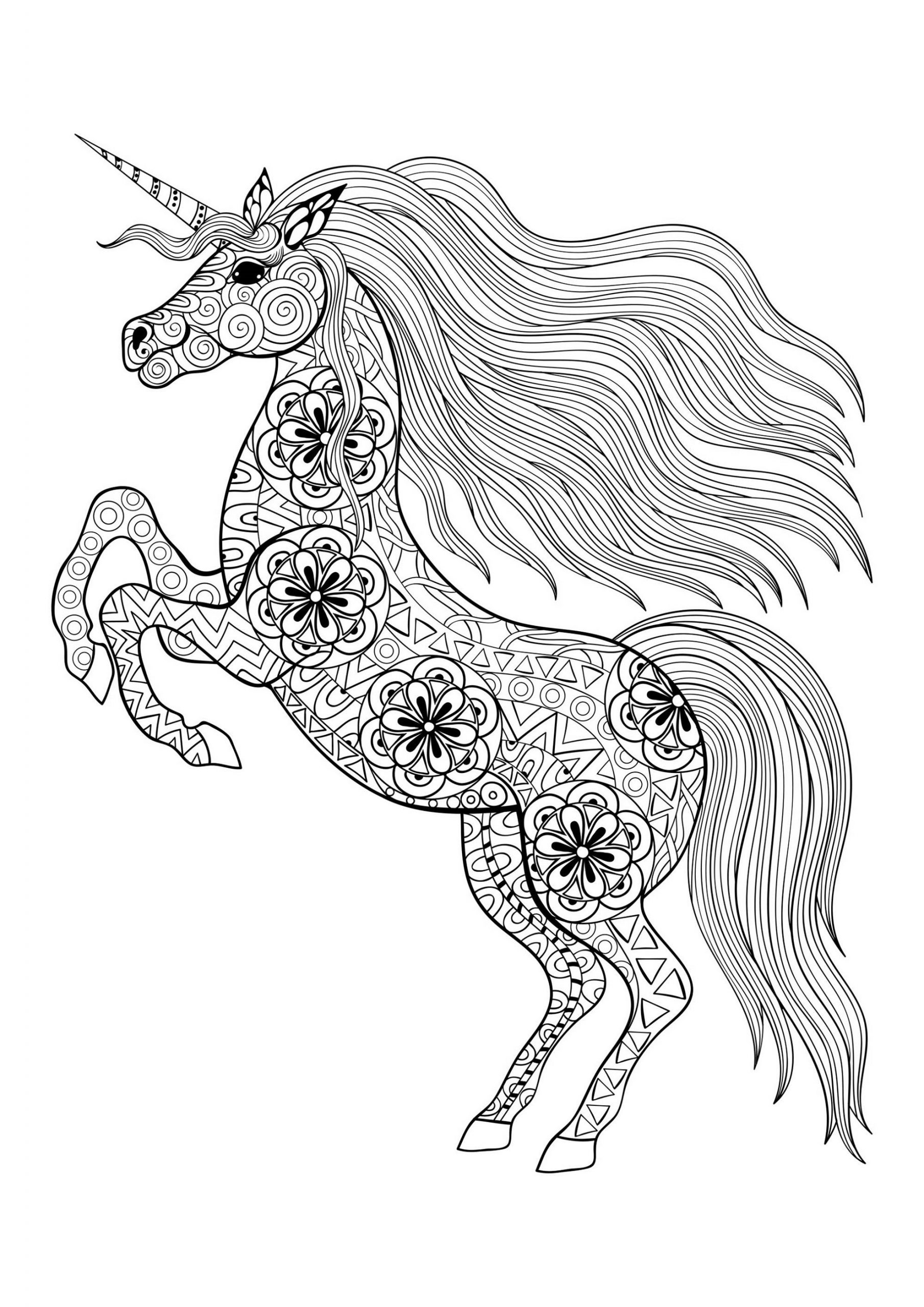 Coloring Page Adult Unicorn