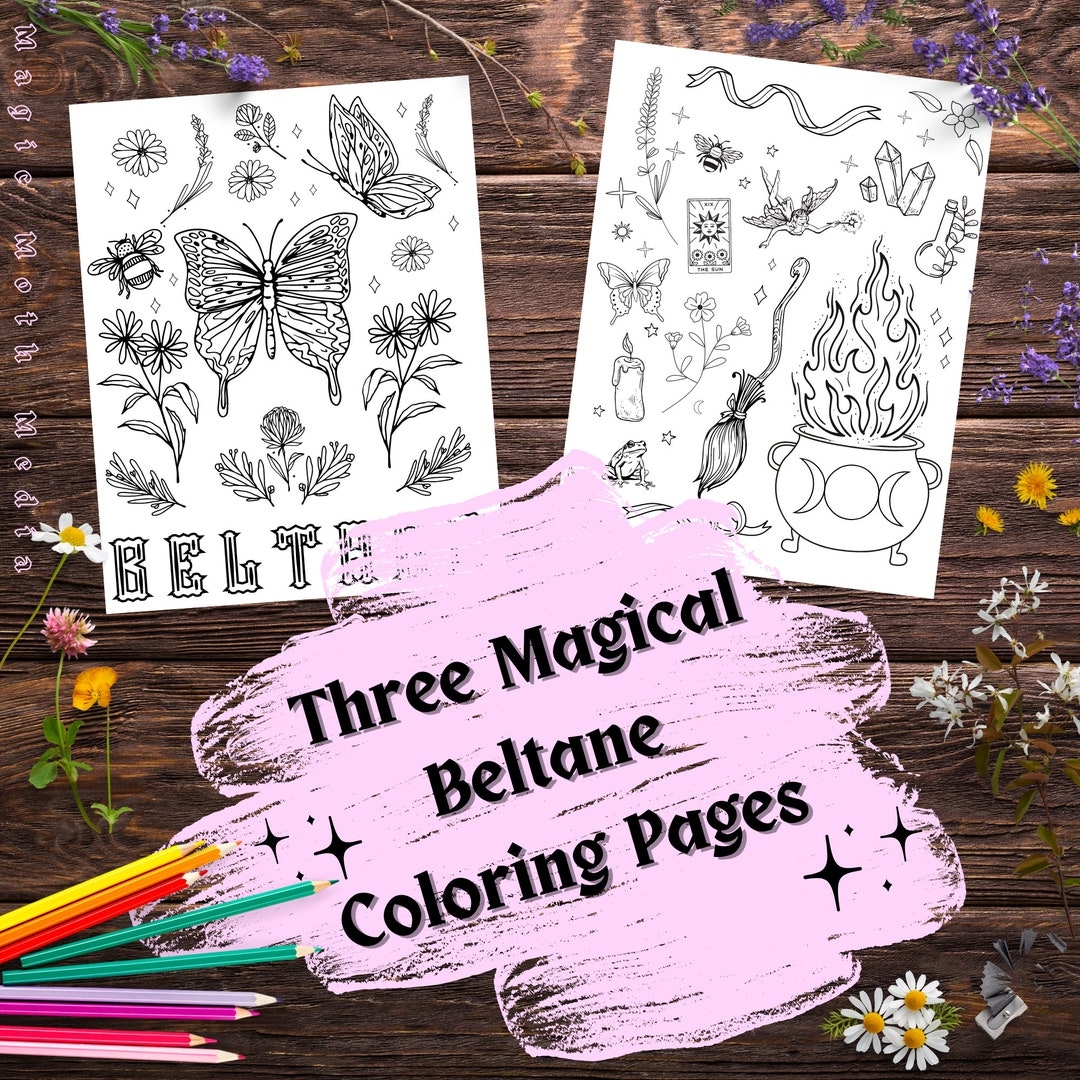Beltane Coloring Pages Instant Download Coloring BOS Grimoire Download Witchy PDF Pagan