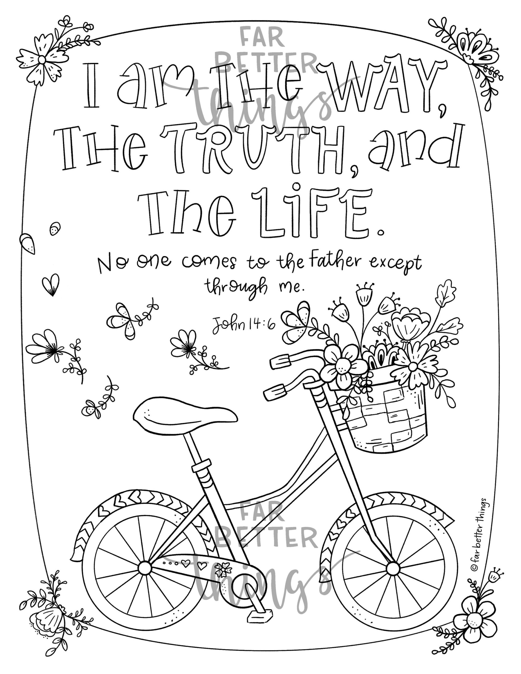 Bible Verse Coloring Page John 14 6 Printable Digital Etsy Norway