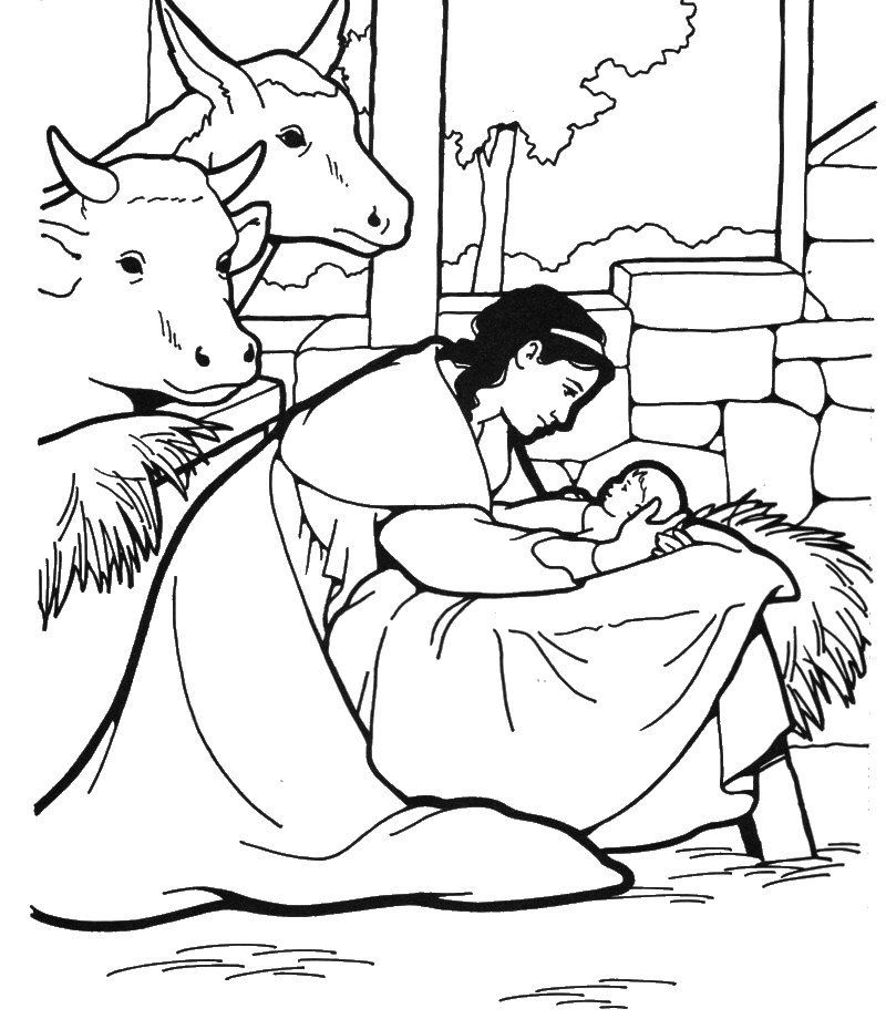 Birth Of Jesus Coloring Pages Free Printable Templates