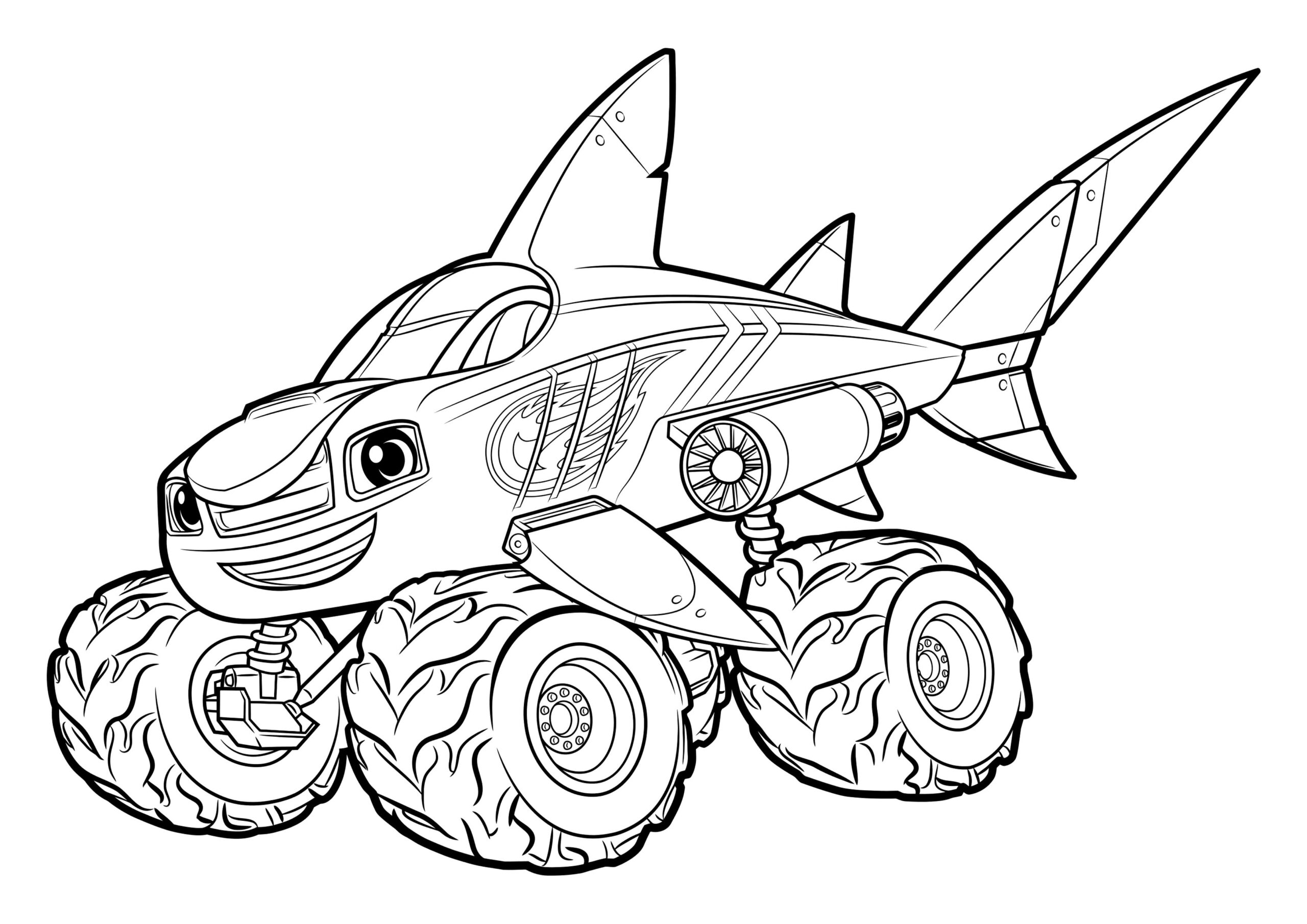 Blaze And The Monster Machines Blaze Shark Coloring Coloring Home Monster Truck