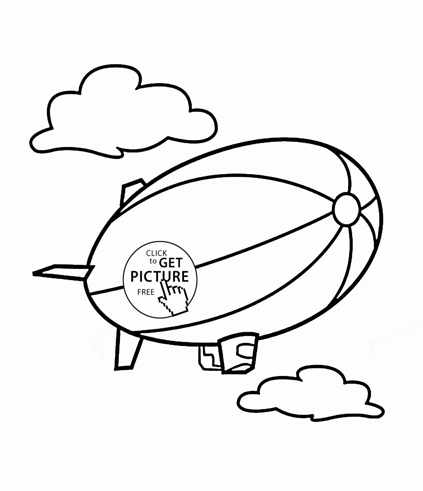 Blimp Coloring Pages Drawing Clipart Printable Drawings Colouring Color Airship Parachute