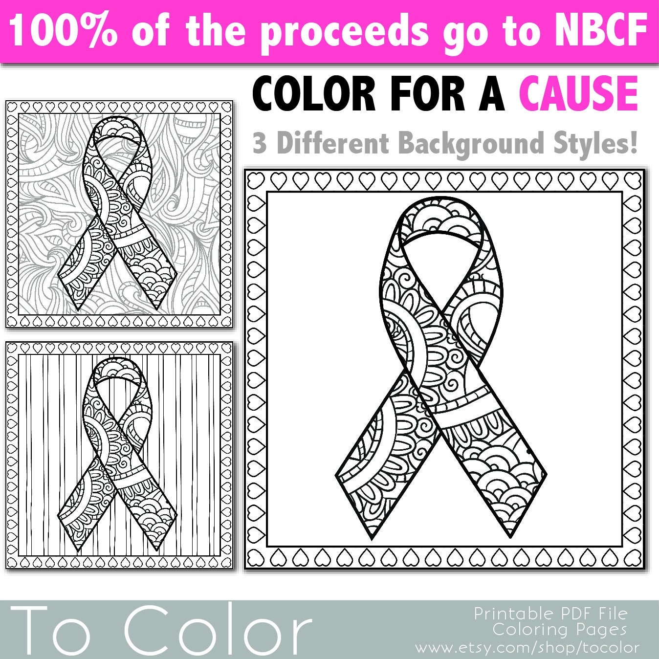 Breast Cancer Awareness Ribbon Coloring Page 100 Of By ToColor