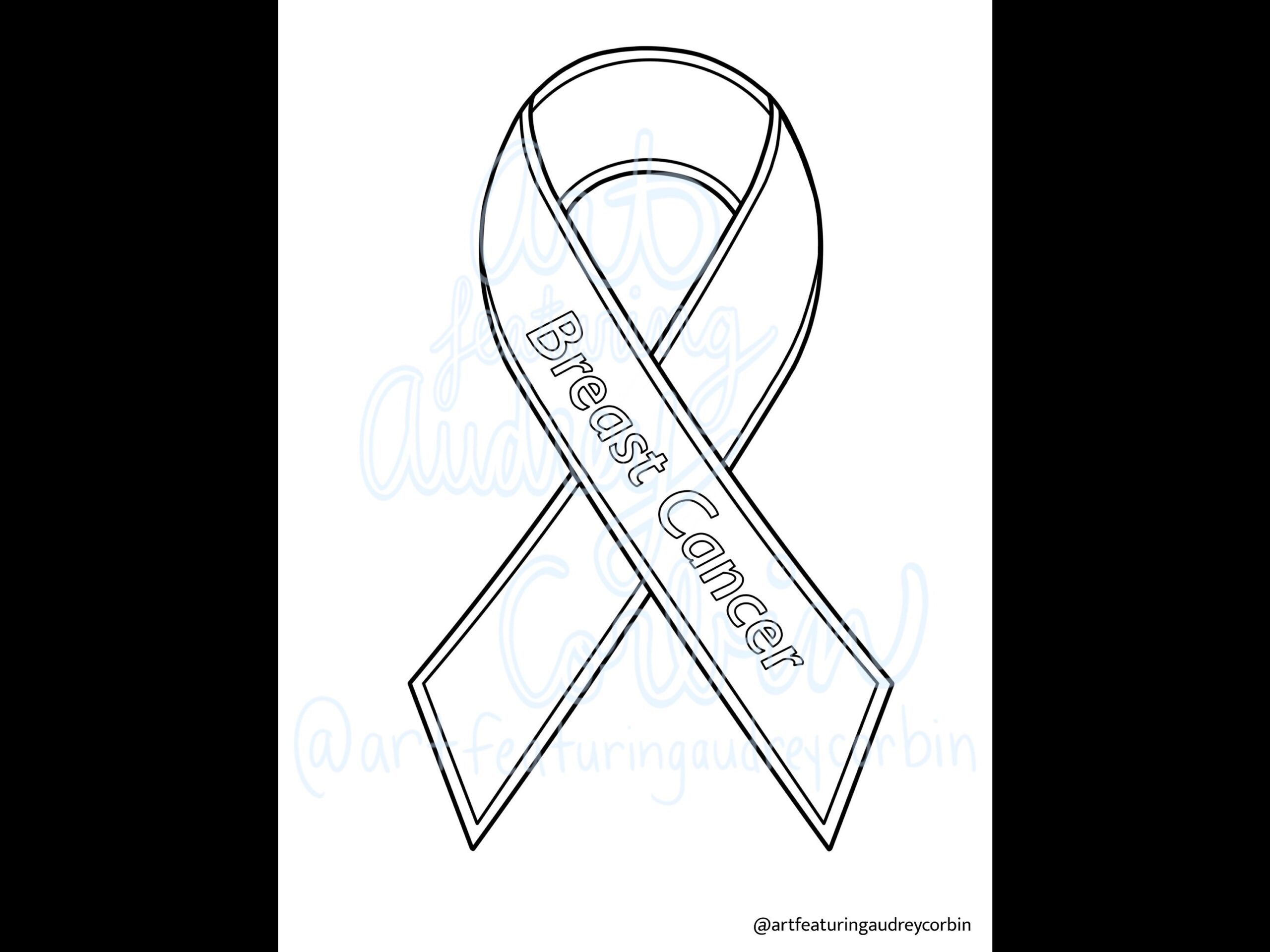 Breast Cancer Awareness Ribbon Coloring Page For Adults And Etsy
