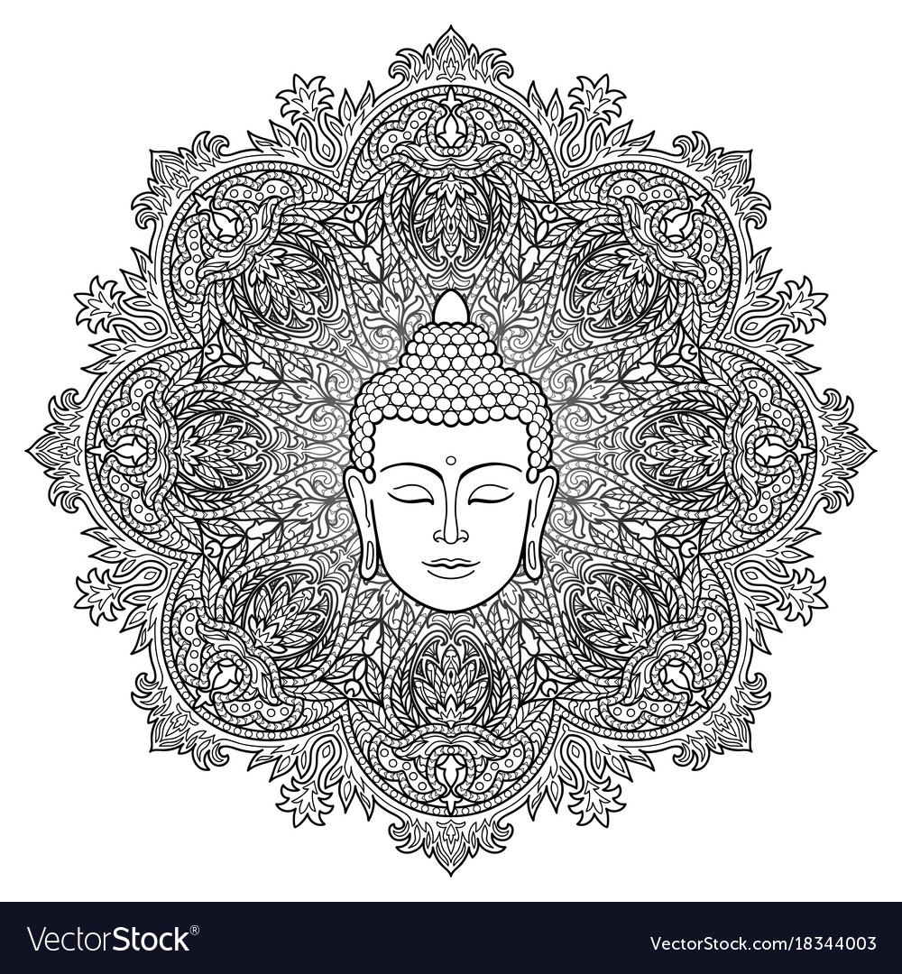 Buddha Mandala Coloring Page Royalty Free Vector Image