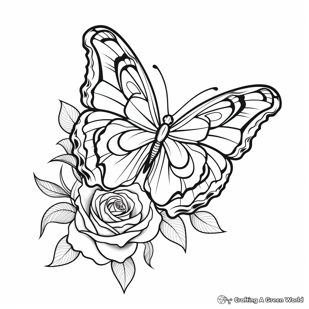 Butterflies And Flower Coloring Pages