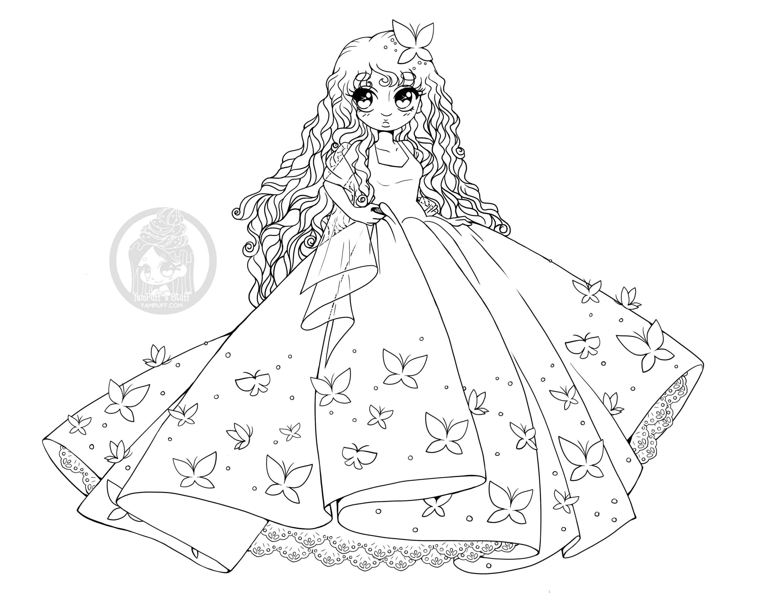 Butterfly Princess Coloring Page By YamPuff YamPuff S Stuff