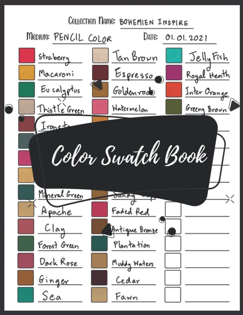 Buy Color Swatch Book A Catalog Of Color Swatches For Your Pencil Marker And Paint