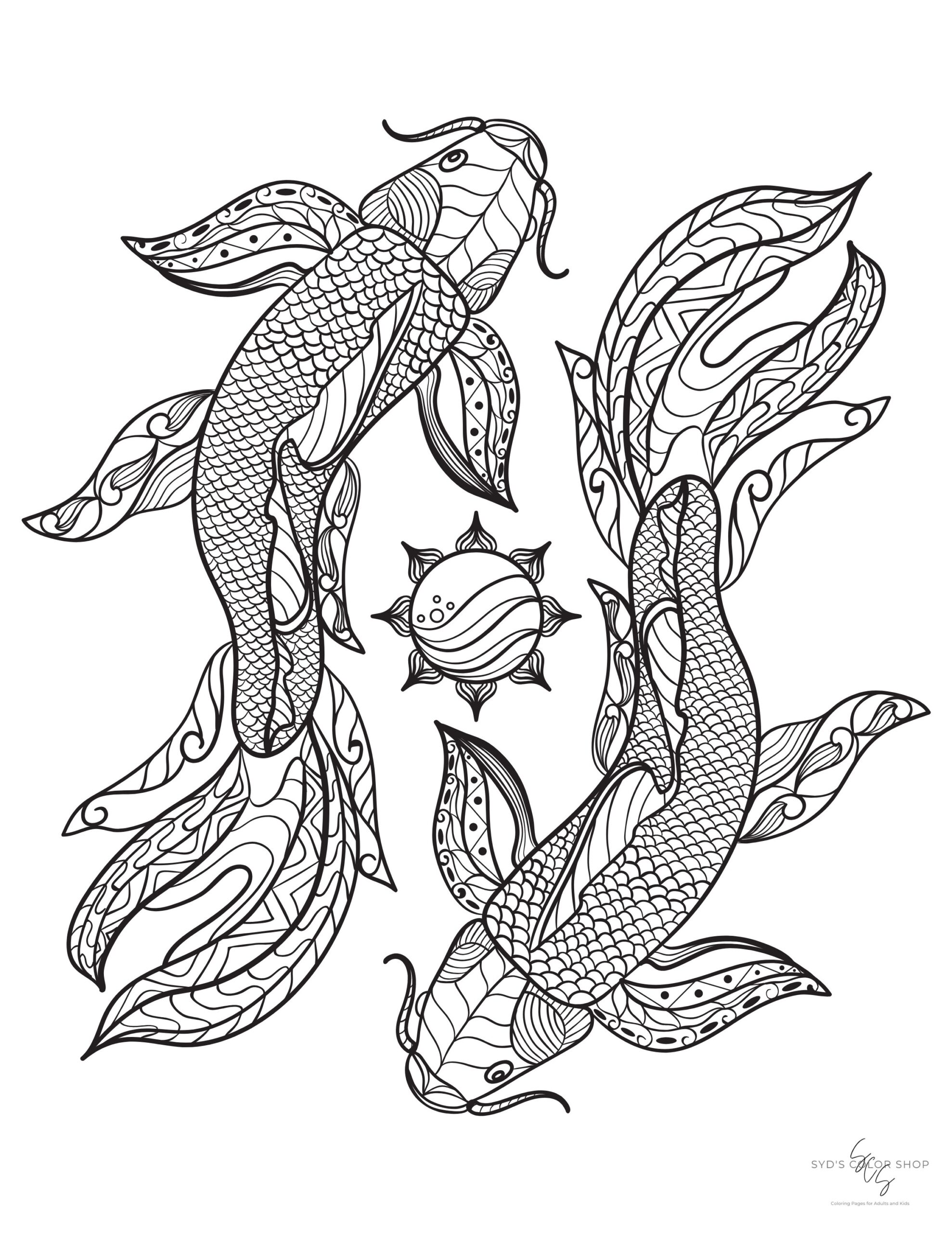 Buy Koi Fish Coloring Page Adults Kids Anxiety Online In India Etsy