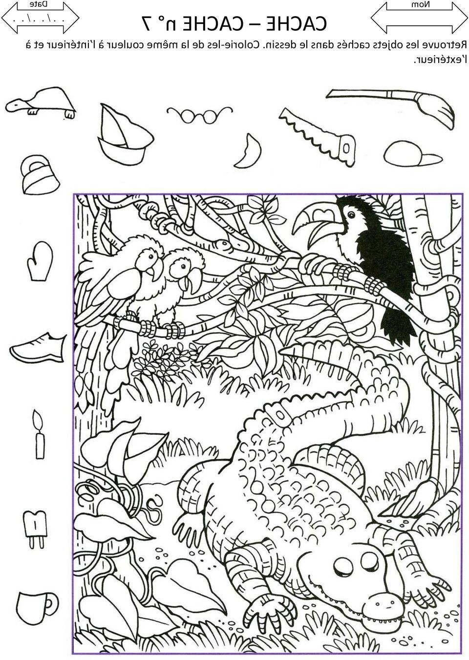 CACHE CACHE N 1 Retrouve Les Objets Cach S Dans Le Dessin Coloriage Objets Cach S Cahier De