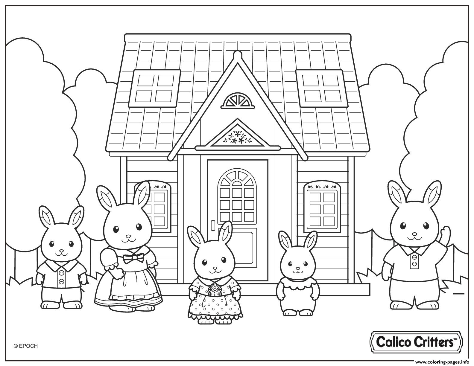 Calico Critters Cute Family Coloring Page Printable