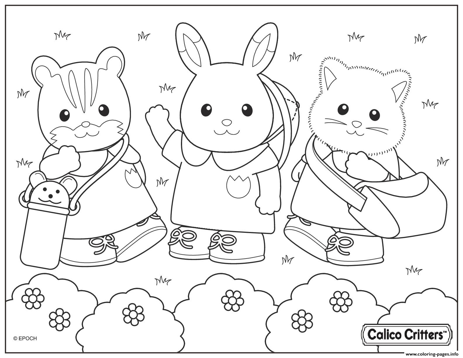 Calico Critters In The Park Coloring Page Printable
