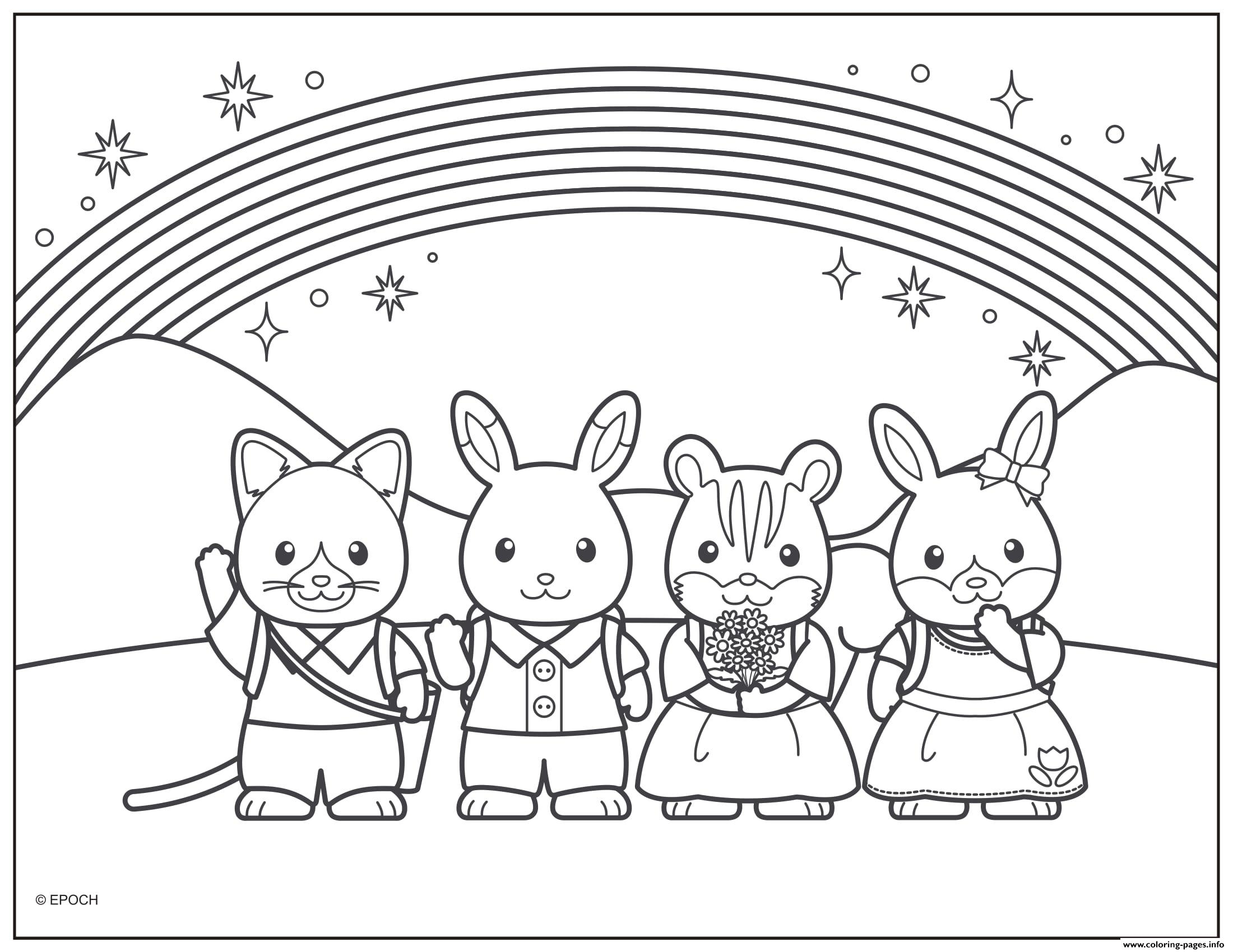 Calico Critters Rainbow With Friends Coloring Page Printable