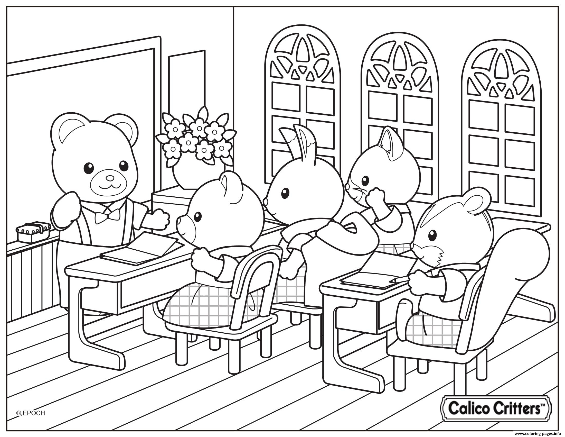 Calico Critters School Learning Coloring Page Printable