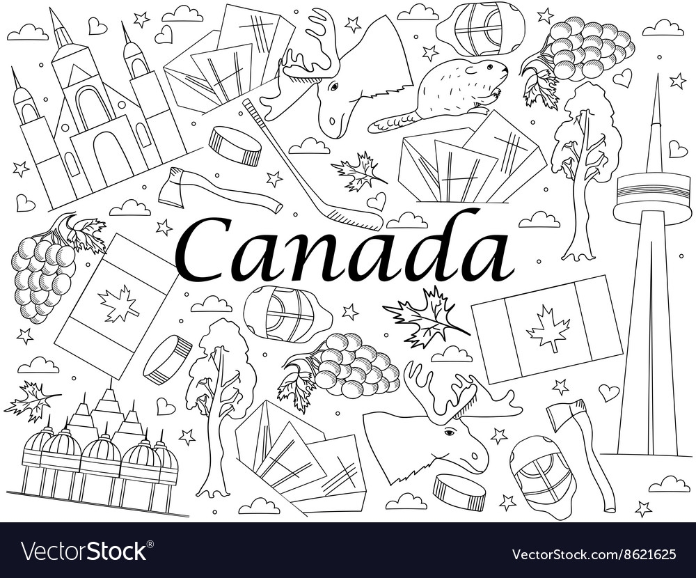 Canada Coloring Book Royalty Free Vector Image