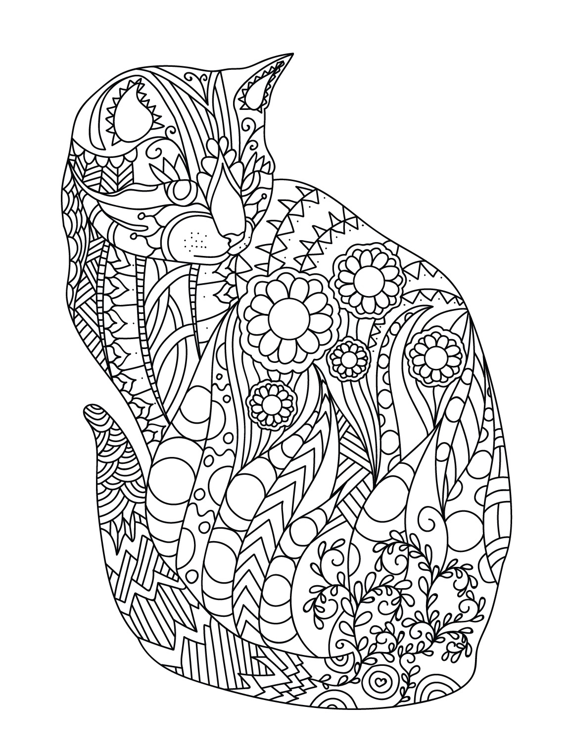 Cat Coloring Pages For Adults At GetDrawings Free Download