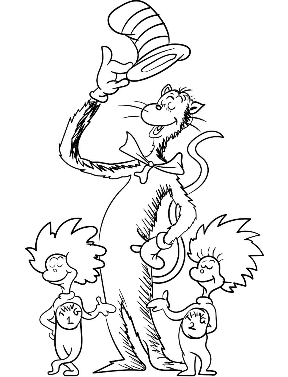 Cat With Thing 1 And Thing 2 Coloring Page Free Printable Coloring Pages For Kids