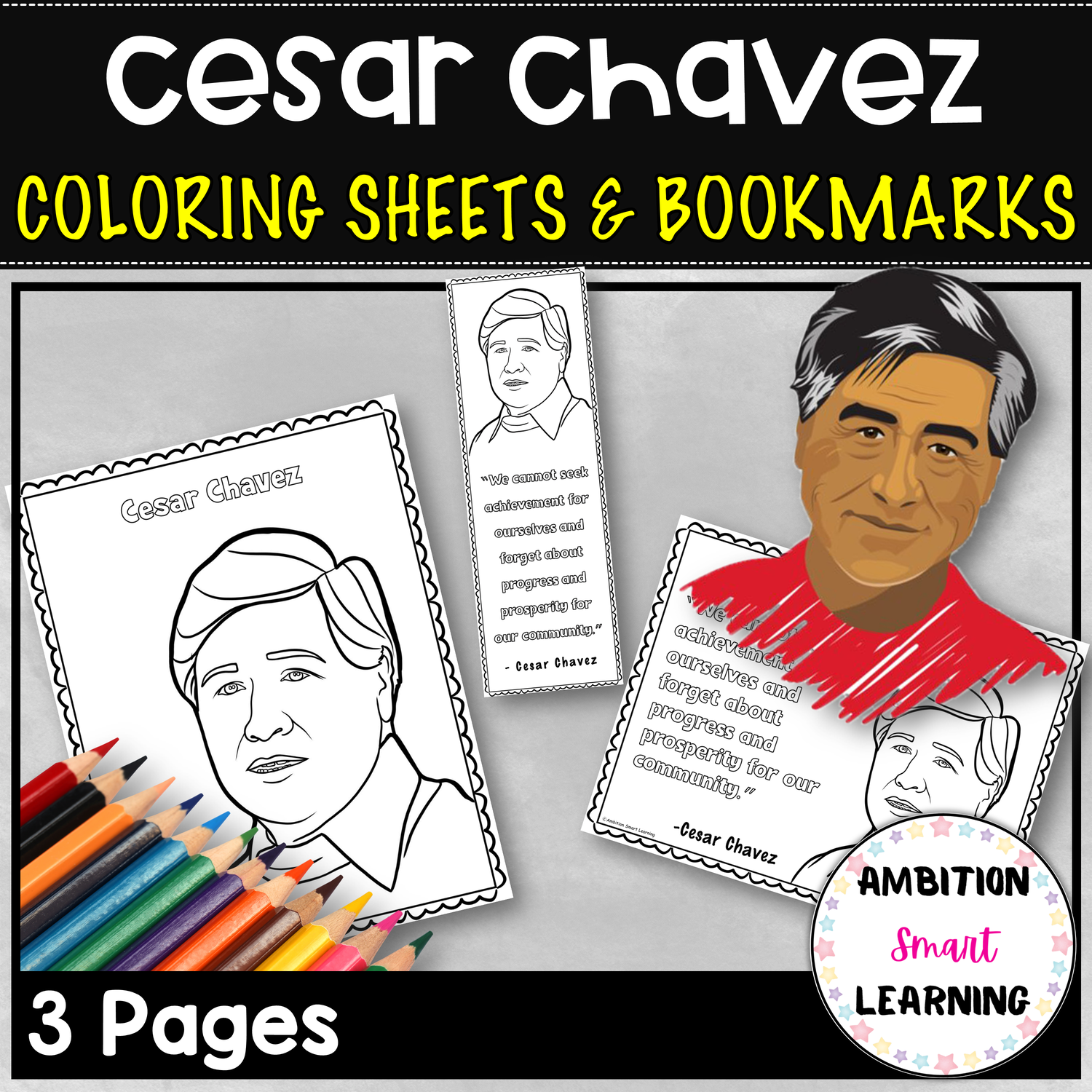 Cesar Chavez Hispanic Heritage Month Coloring Sheets And Bookmarks Made By Teachers