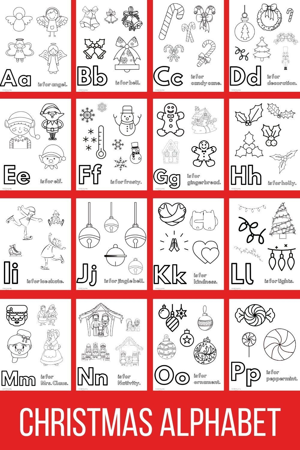 Christmas Alphabet Coloring Pages
