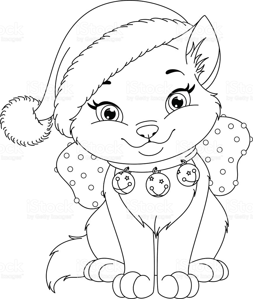 Cat Christmas Coloring Pages