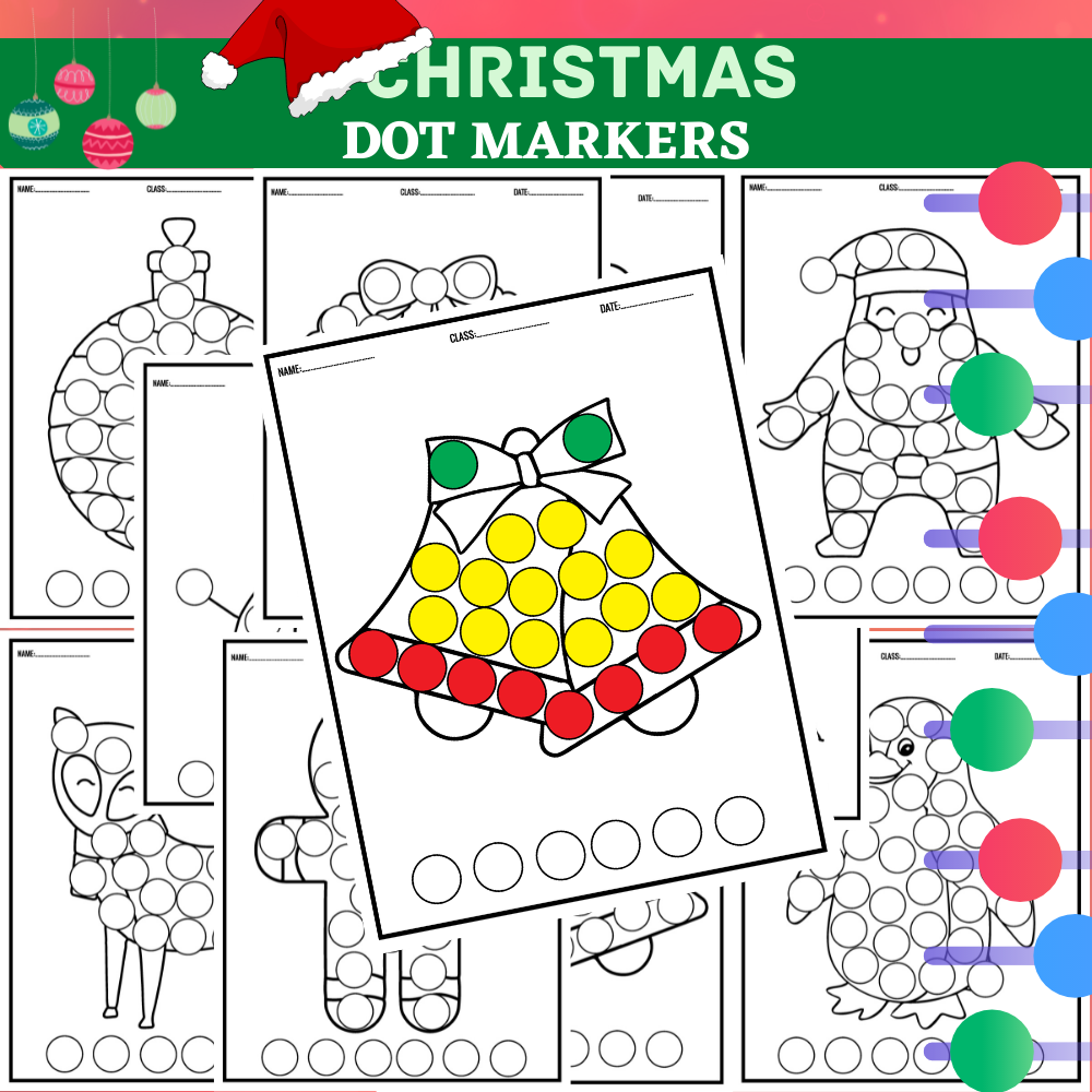 Christmas Coloring Pages Dot Markers Bingo Dauber For Kids Winter Activity Made By Teachers
