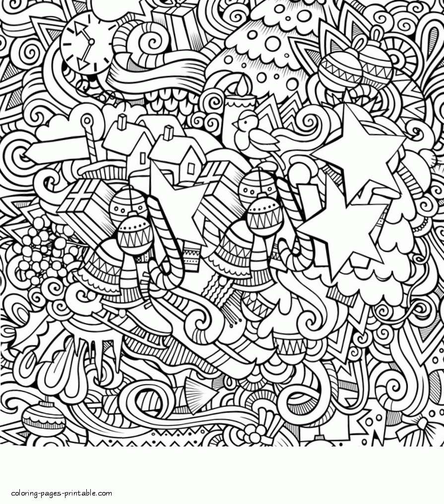 Christmas Colouring Doodle For Adults COLORING PAGES PRINTABLE COM