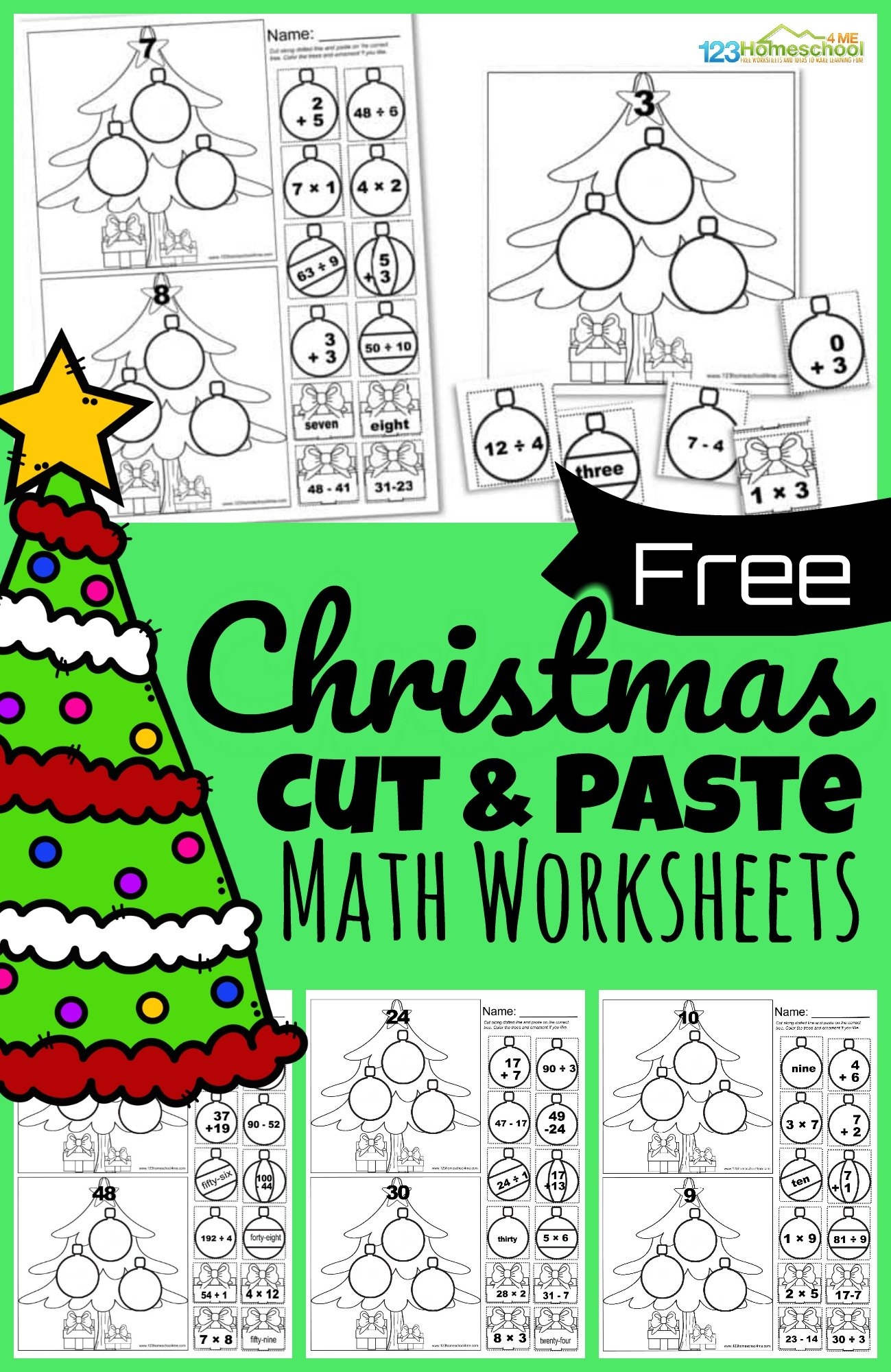Christmas Math Coloring Pages Printable With Trees