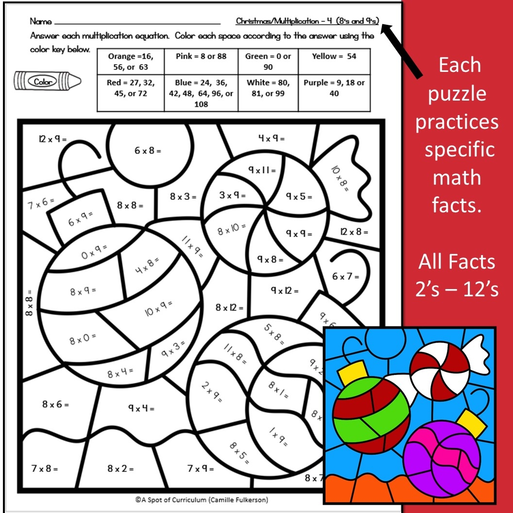 Christmas Math Coloring Pages