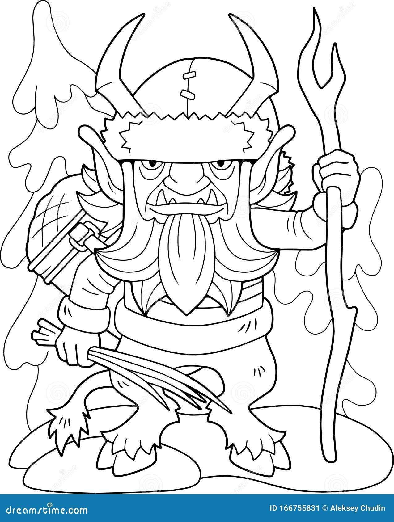Christmas Monster Krampus Coloring Book Funny Illustration Stock Vector Illustration Of Line