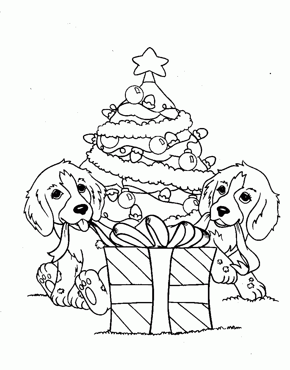 Christmas Puppies Coloring Pages Coloring Home