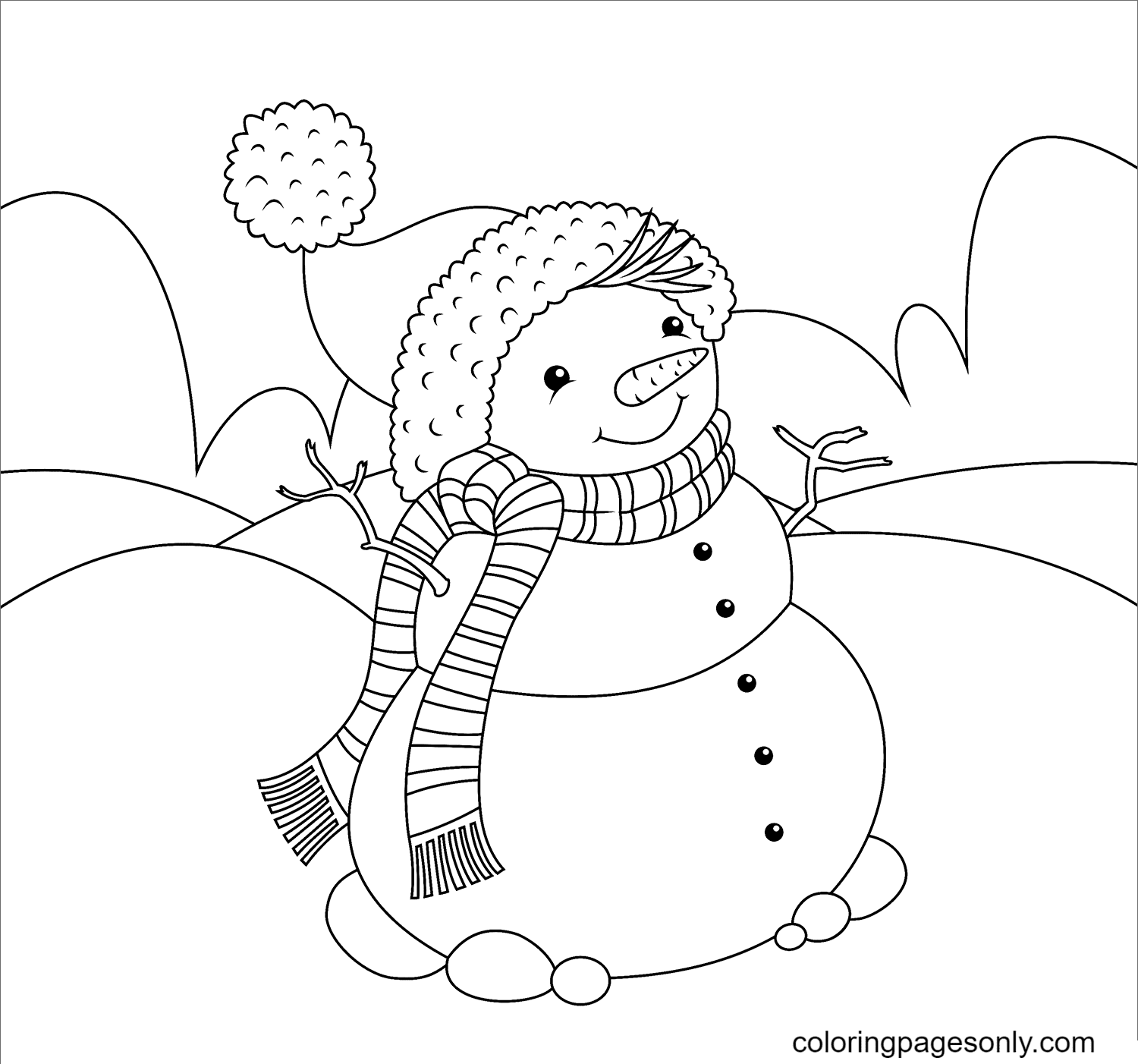 Christmas Snowman Coloring Page Free Printable Coloring Pages