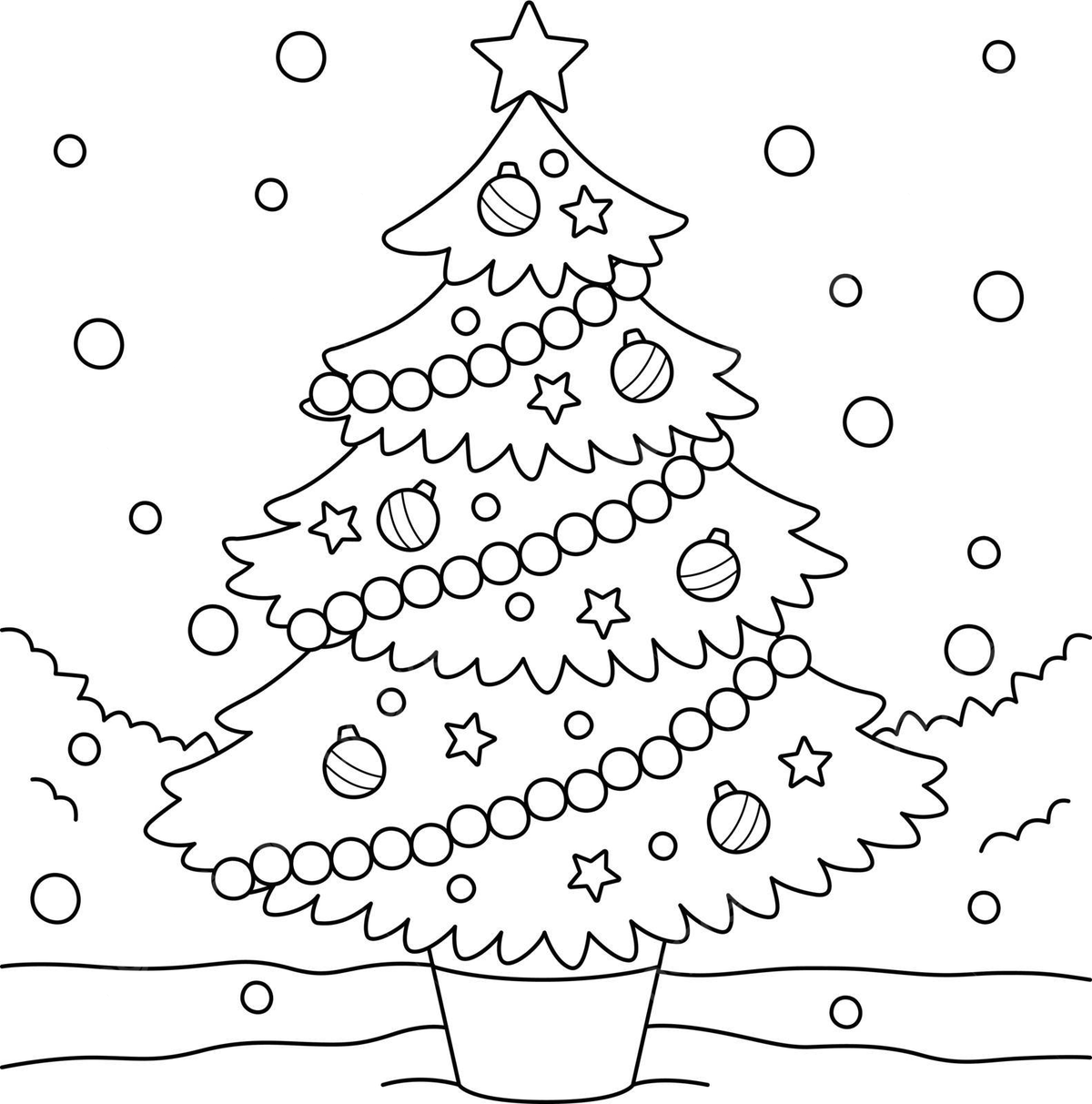 Christmas Tree Coloring Page For Kids Page Merry Colouring Page Vector Christmas Tree Drawing