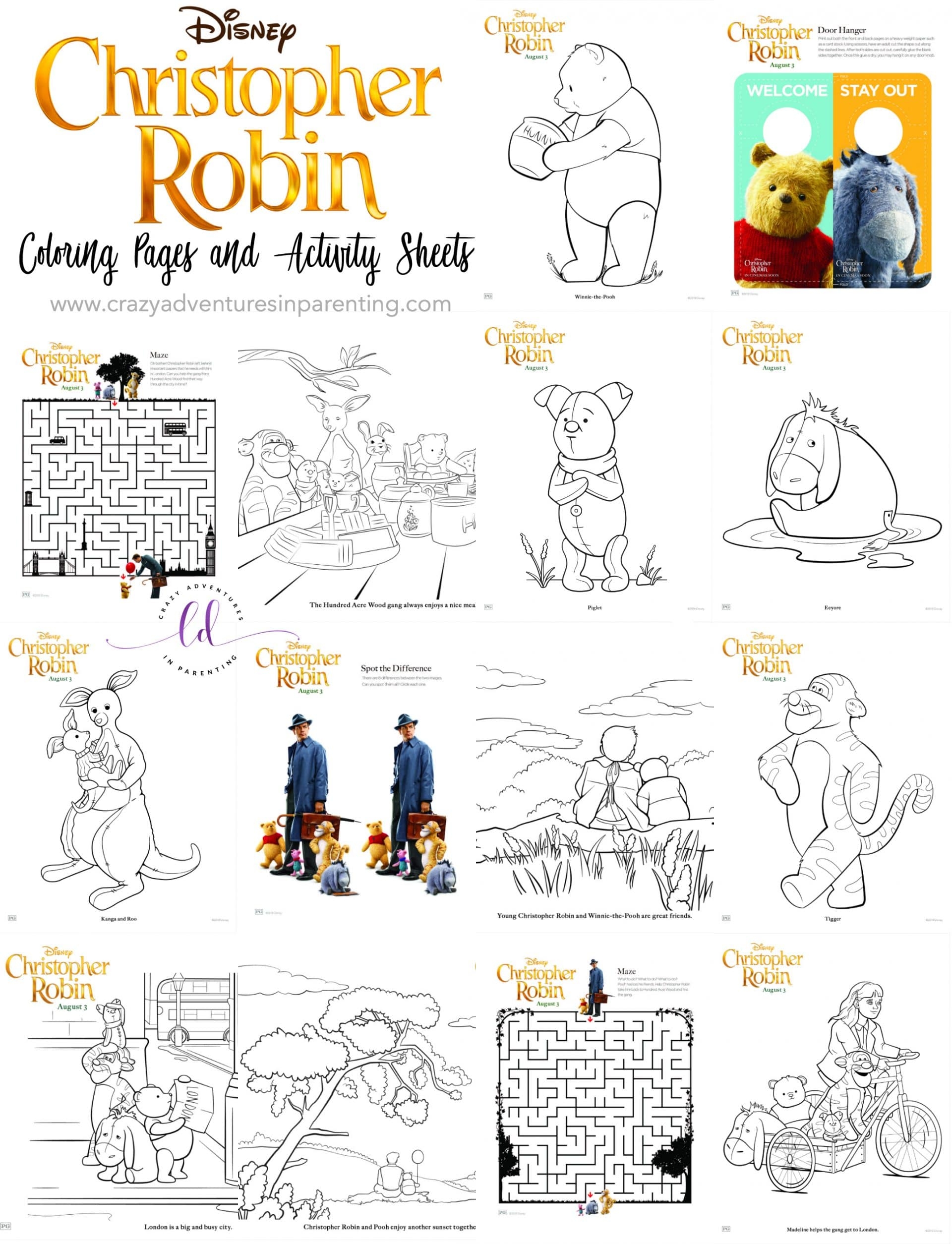 Christopher Robin Coloring Pages And Activity Sheets Crazy Adventures In Parenting