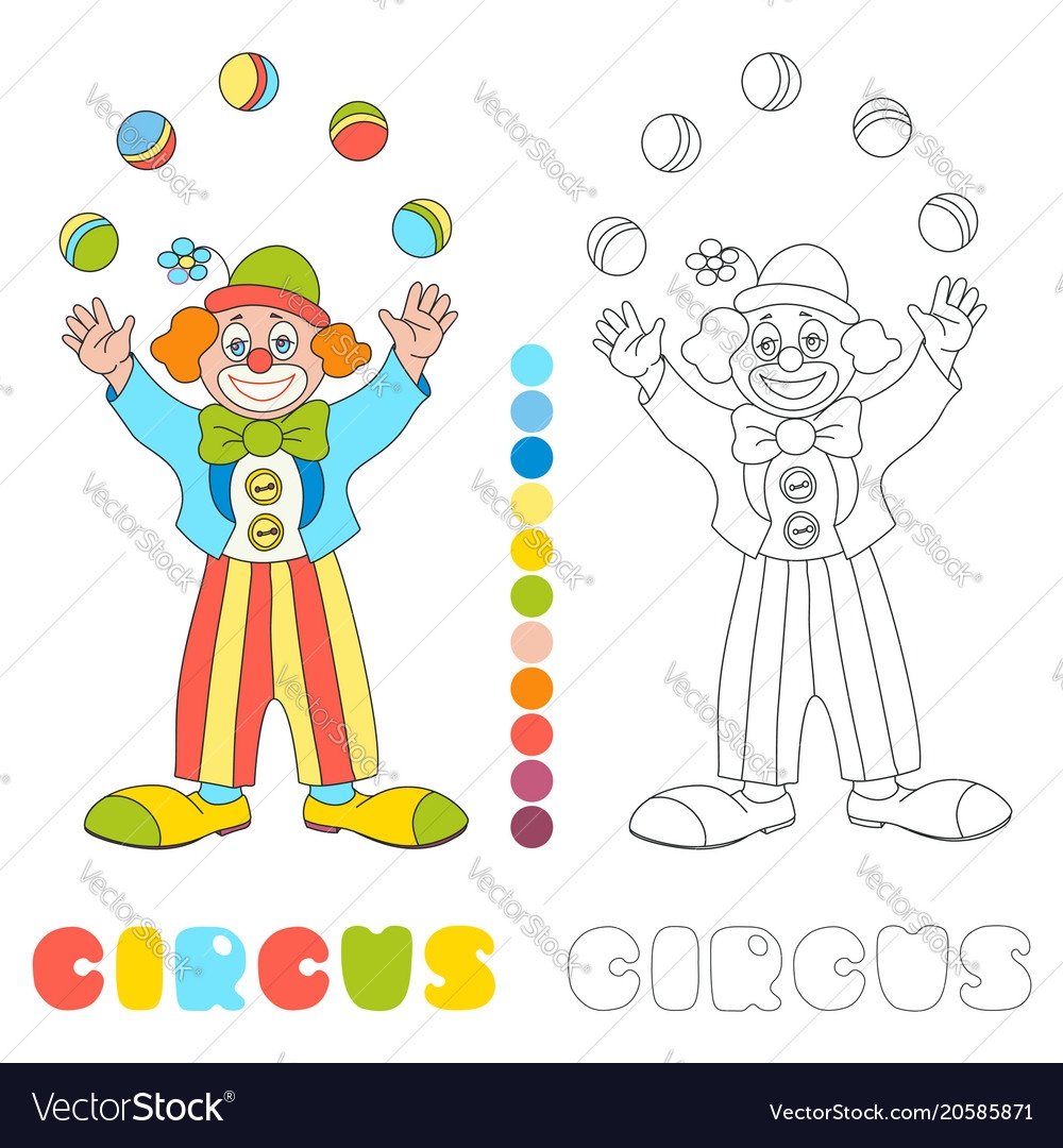 Circus Clown Juggler Coloring Book Page Royalty Free Vector