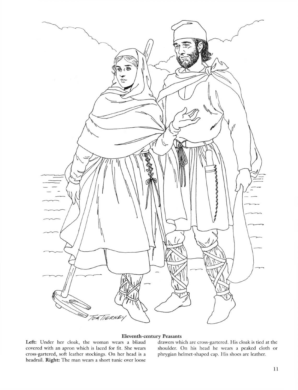 Clothing Medieval Peasant Coloring Pages Sketch Coloring Page