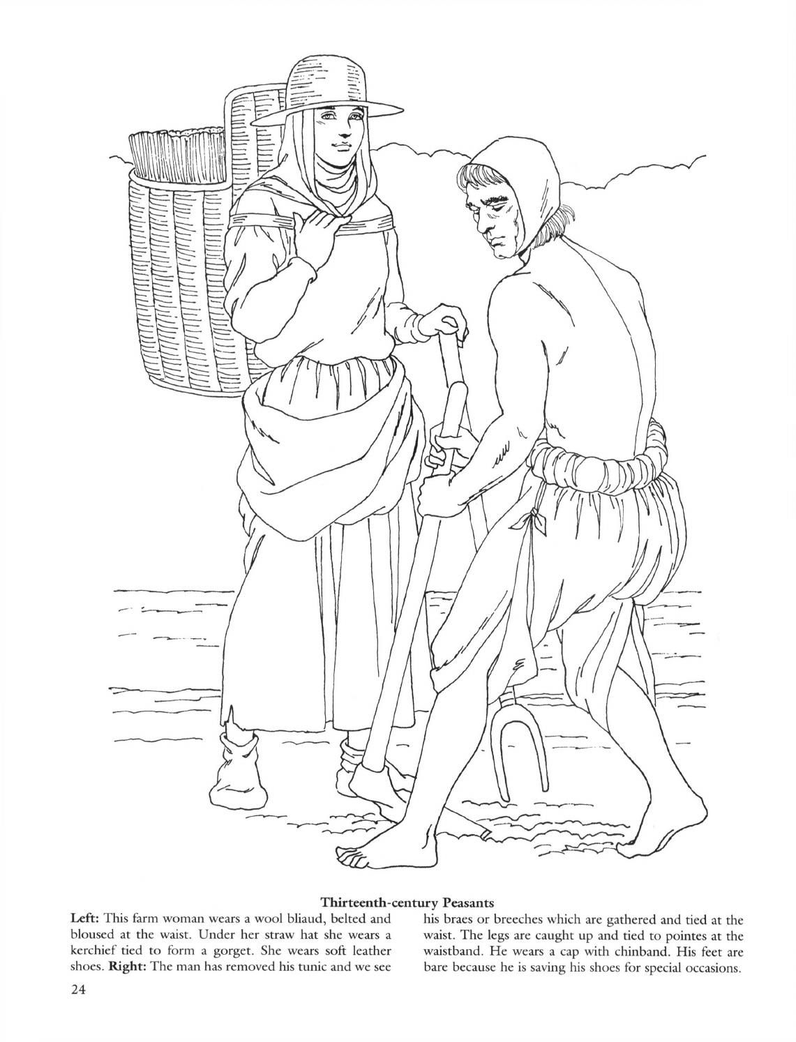 Clothing Medieval Peasant Coloring Pages Sketch Coloring Page