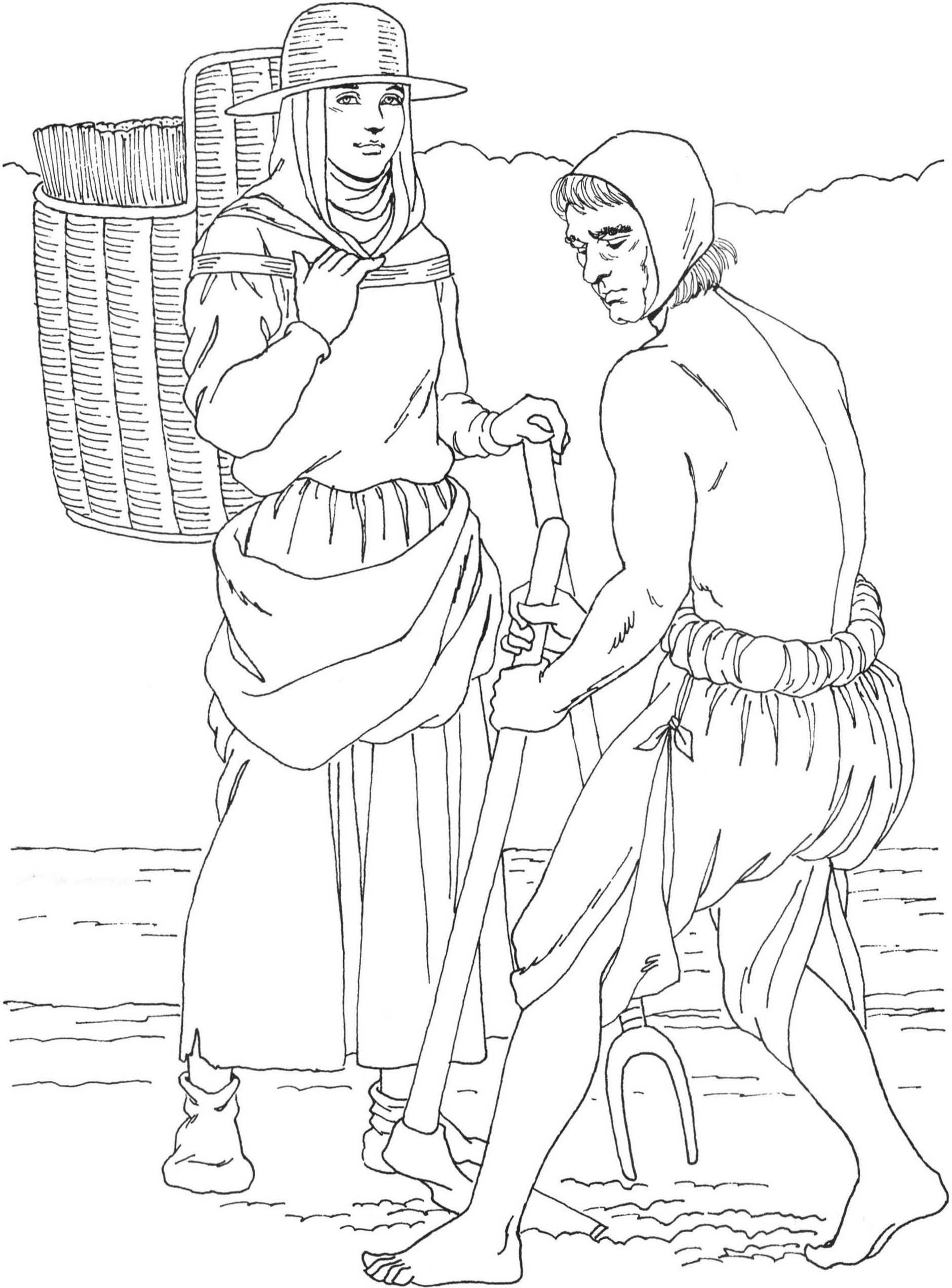 Clothing Medieval Peasant Coloring Pages Sketch Coloring Page