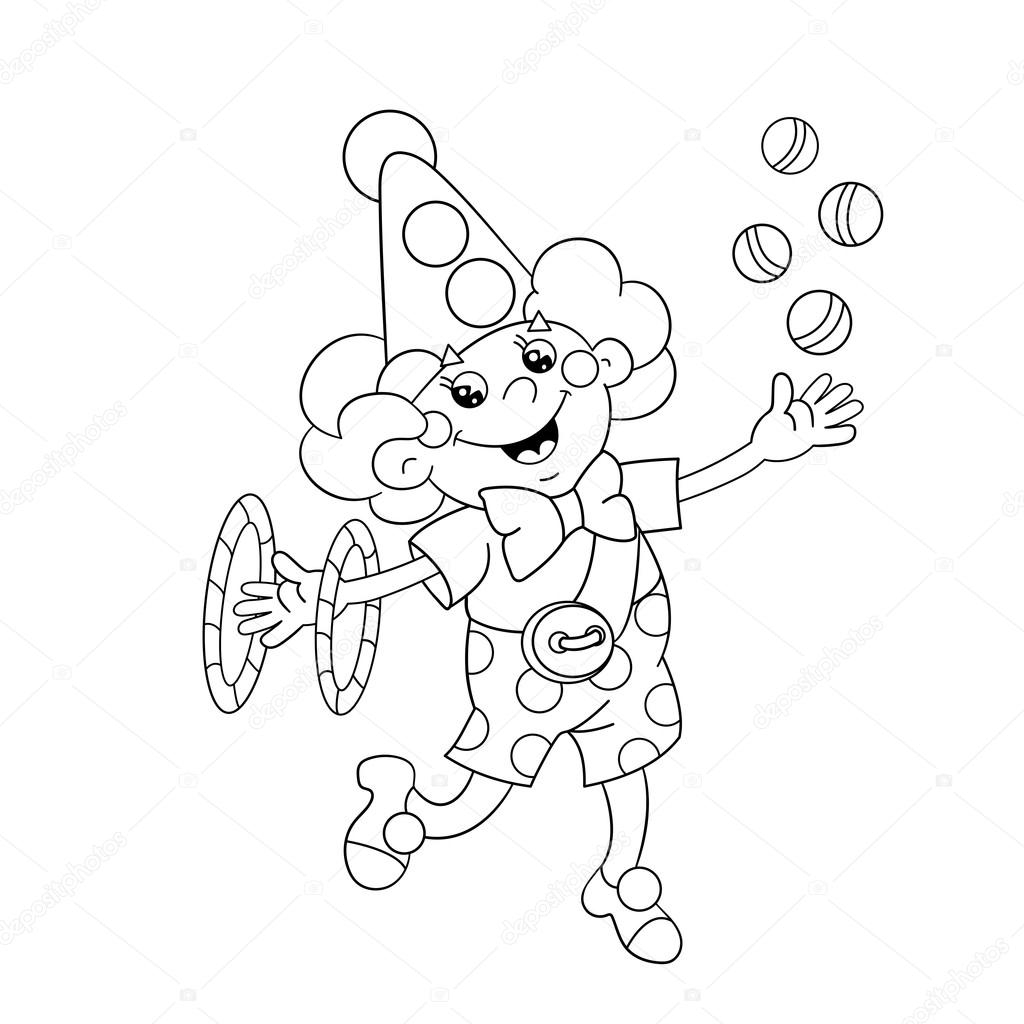 Clown Juggling Coloring Page