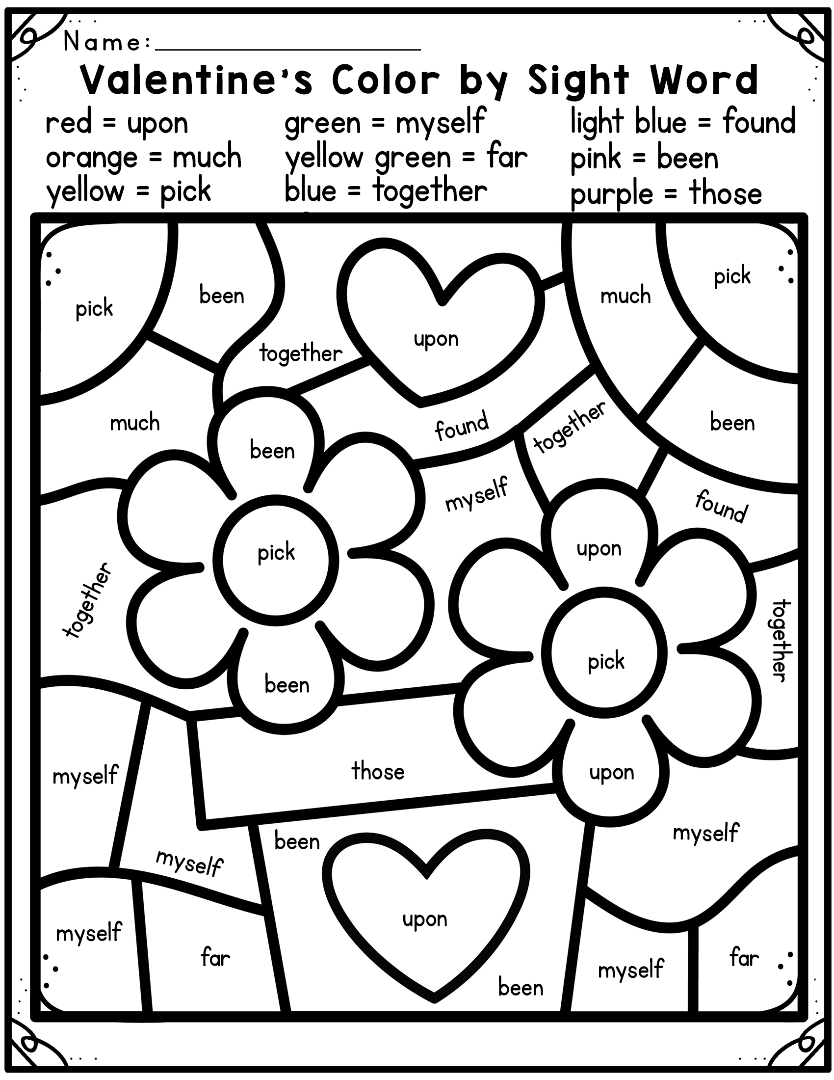 Sight Words Coloring Pages Pdf