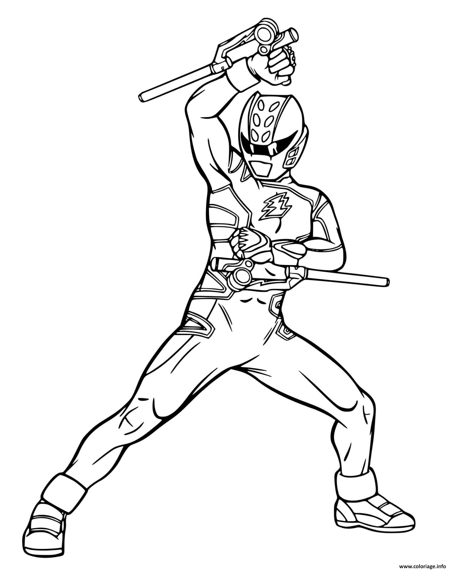 Coloriage Power Rangers Dino Charge Fight JeColorie