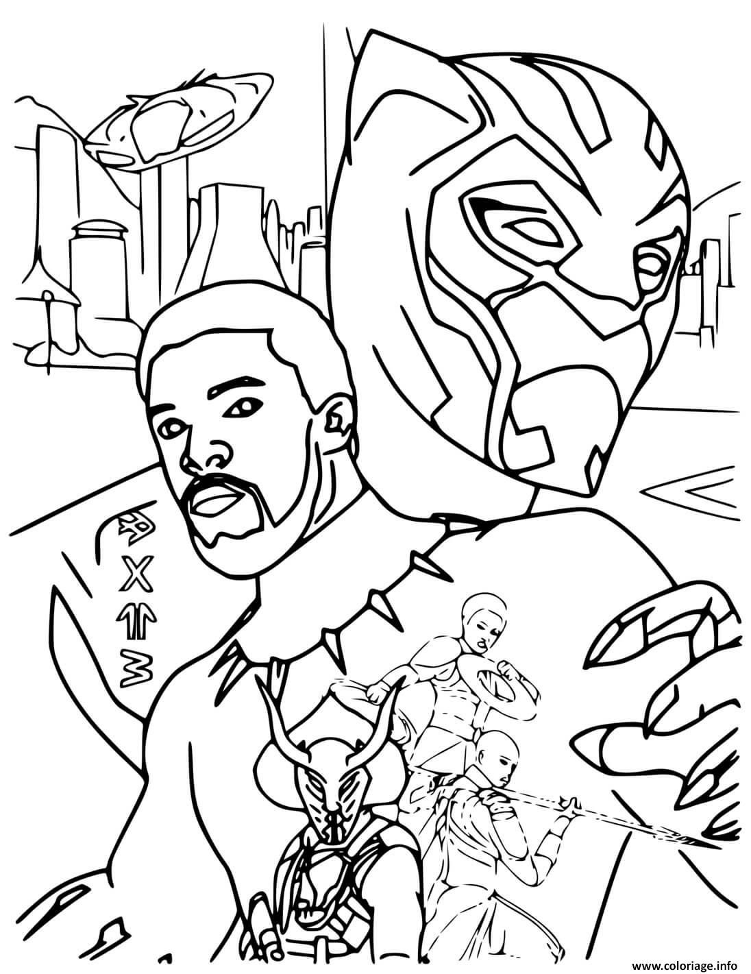 Coloriage Roi Wakanda Black Panther JeColorie