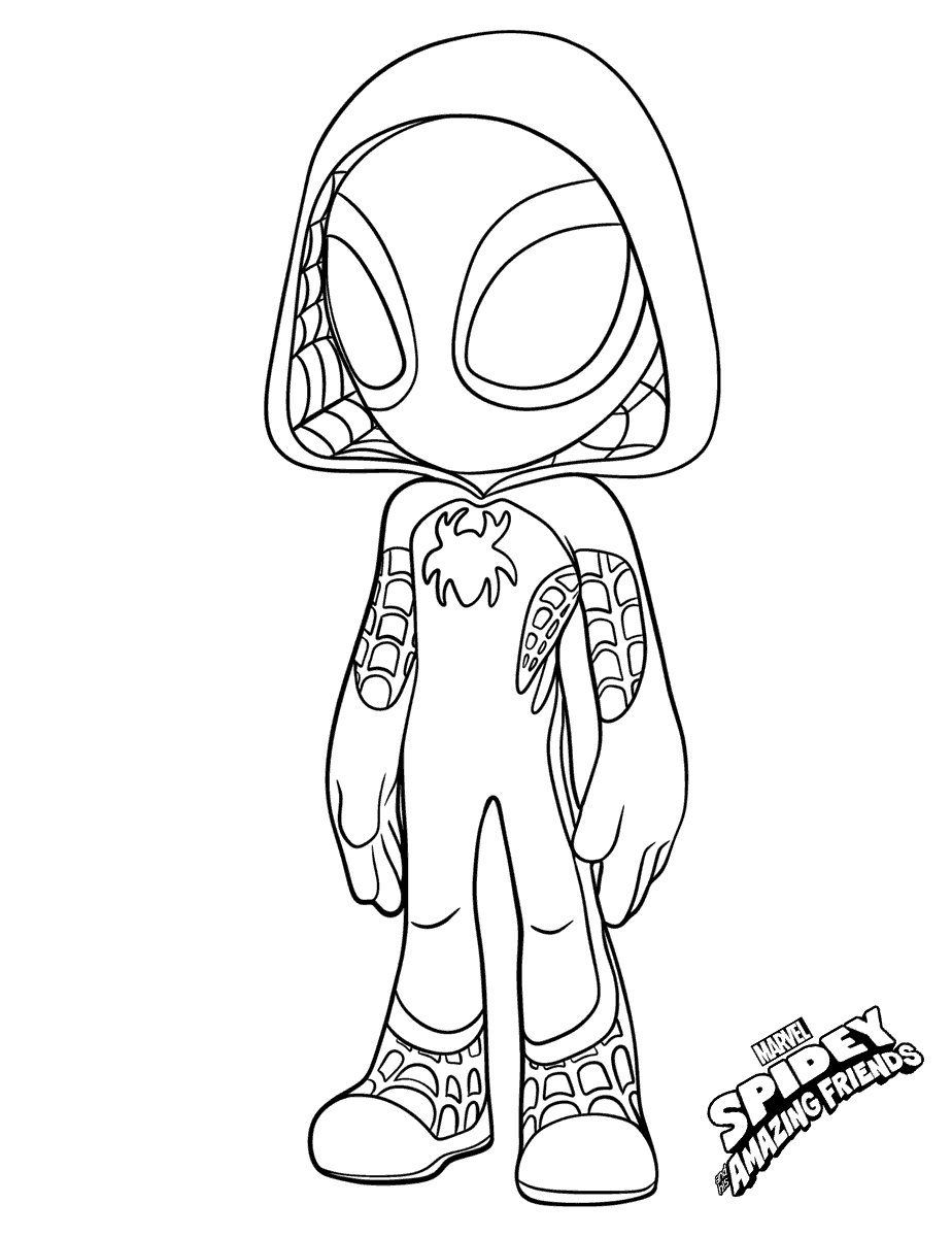 Coloriage Spidey Gwen Stacy Se Tient Debout Imprimer