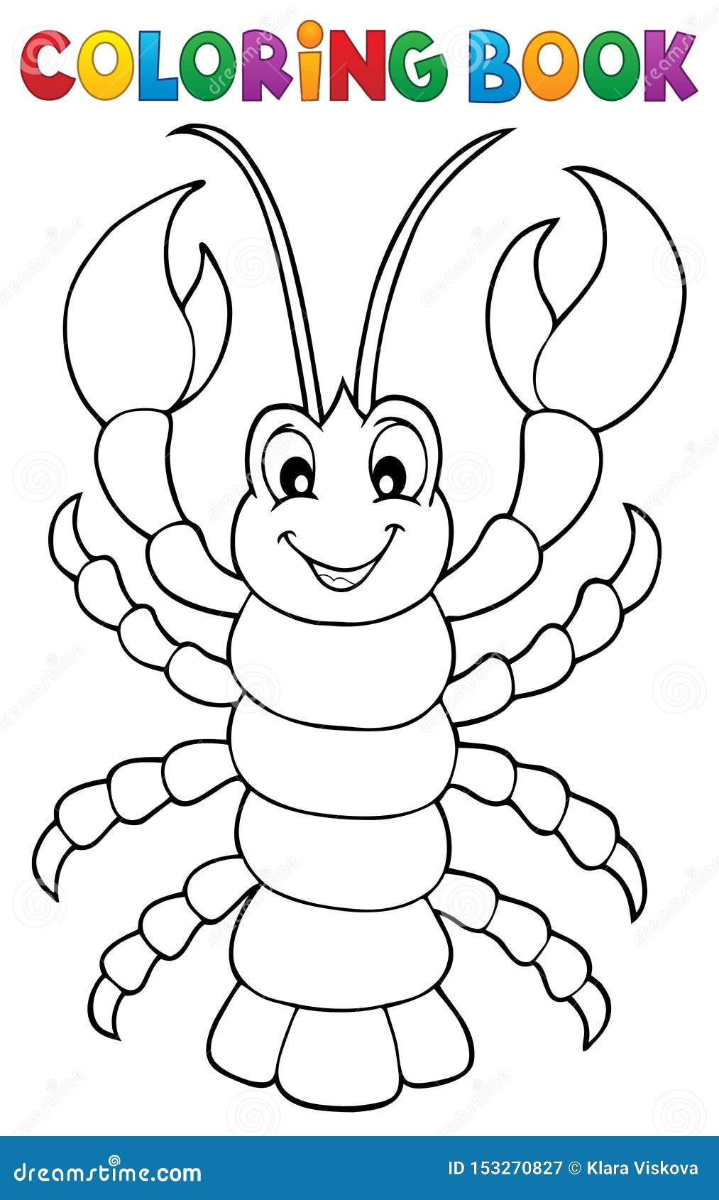 Coloring Book Cartoon Lobster Theme 1 Stock Vector Illustration Of Culinary Cartoon 153270827