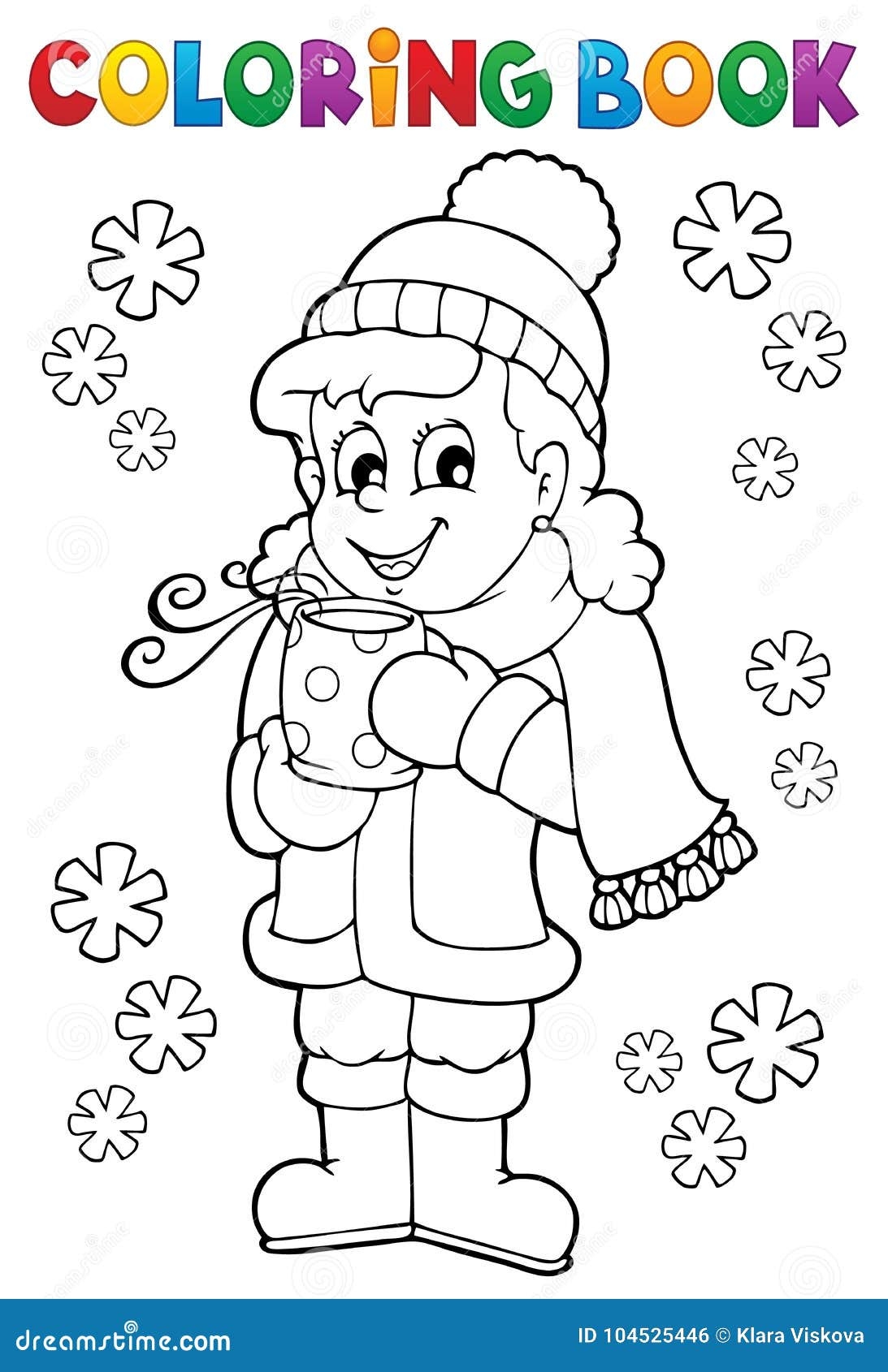 Coloring Book Girl In Winter Clothes Stock Vector Illustration Of Scarf Outline 104525446